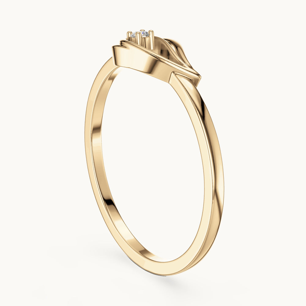 Round lab-grown diamond open teardrop ring in yellow gold, 0.018 CT TW, view 1