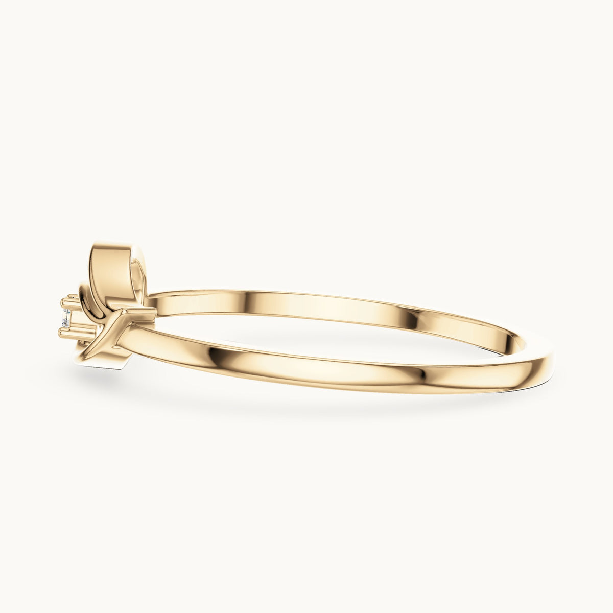 Round lab-grown diamond open teardrop ring in yellow gold, 0.018 CT TW, view 3