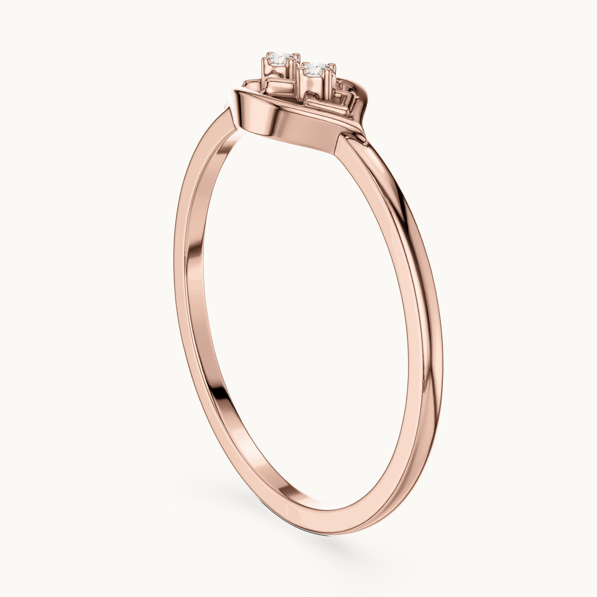 Round lab-grown diamond geometric marquise frame ring in rose gold, 0.024 CT TW, view 1