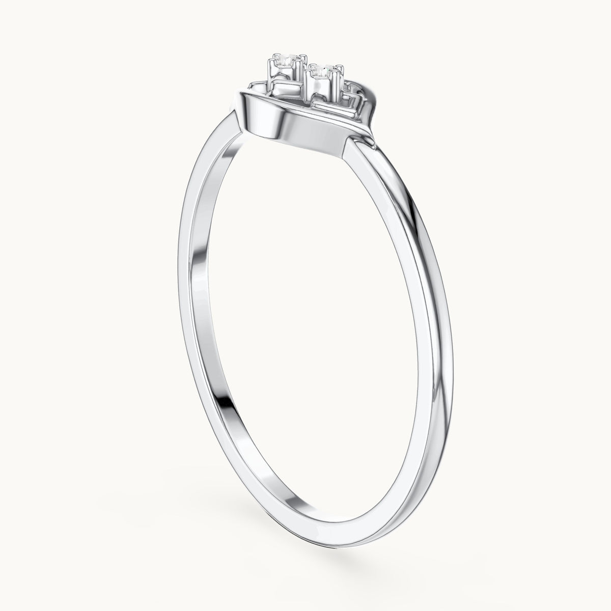 Round lab-grown diamond geometric marquise frame ring in white gold, 0.024 CT TW, view 1