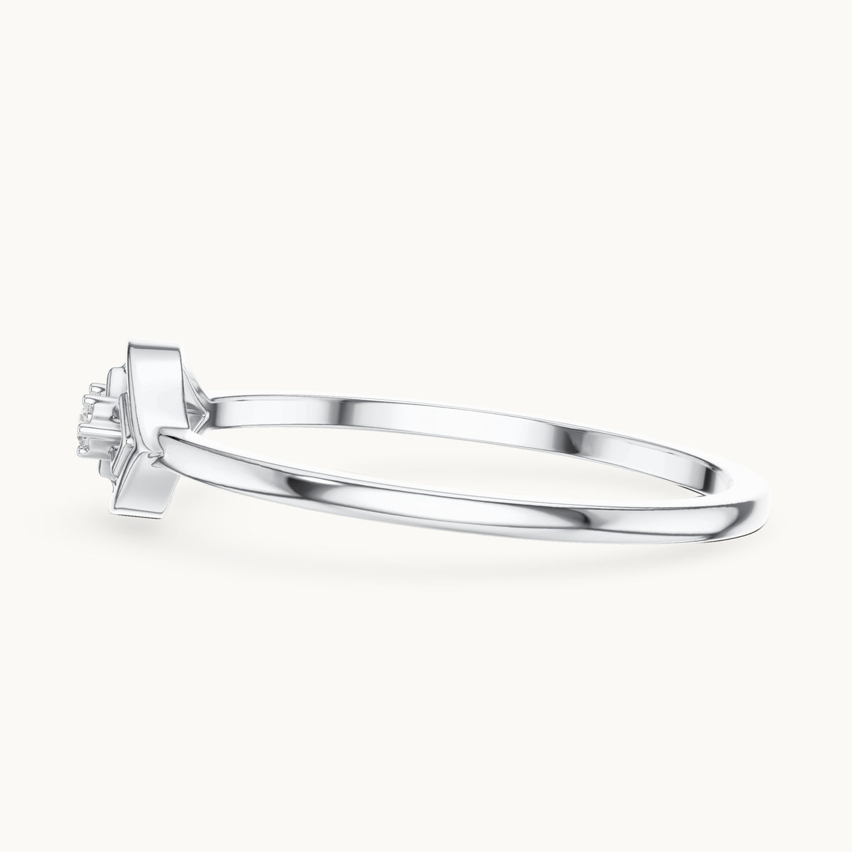 Round lab-grown diamond geometric marquise frame ring in white gold, 0.024 CT TW, view 3