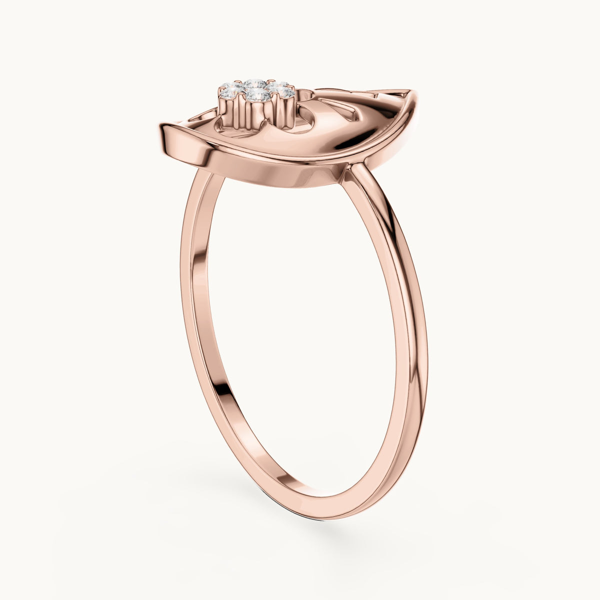 Round lab-grown diamond teardrop flower cluster ring in rose gold, 0.046 CT TW, view 1
