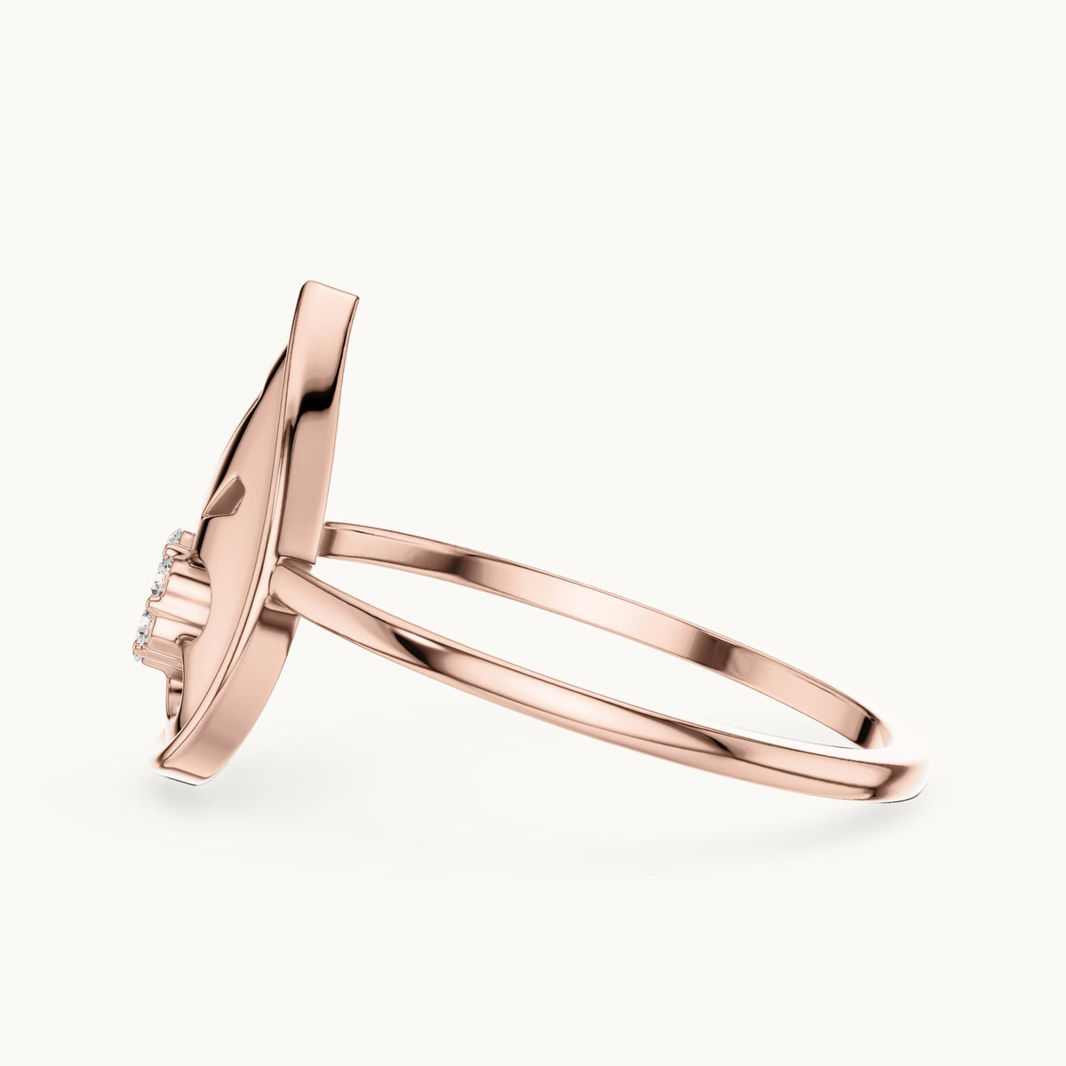 Round lab-grown diamond teardrop flower cluster ring in rose gold, 0.046 CT TW, view 3