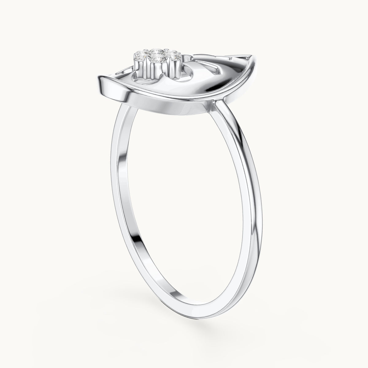 Round lab-grown diamond teardrop flower cluster ring in white gold, 0.046 CT TW, view 1