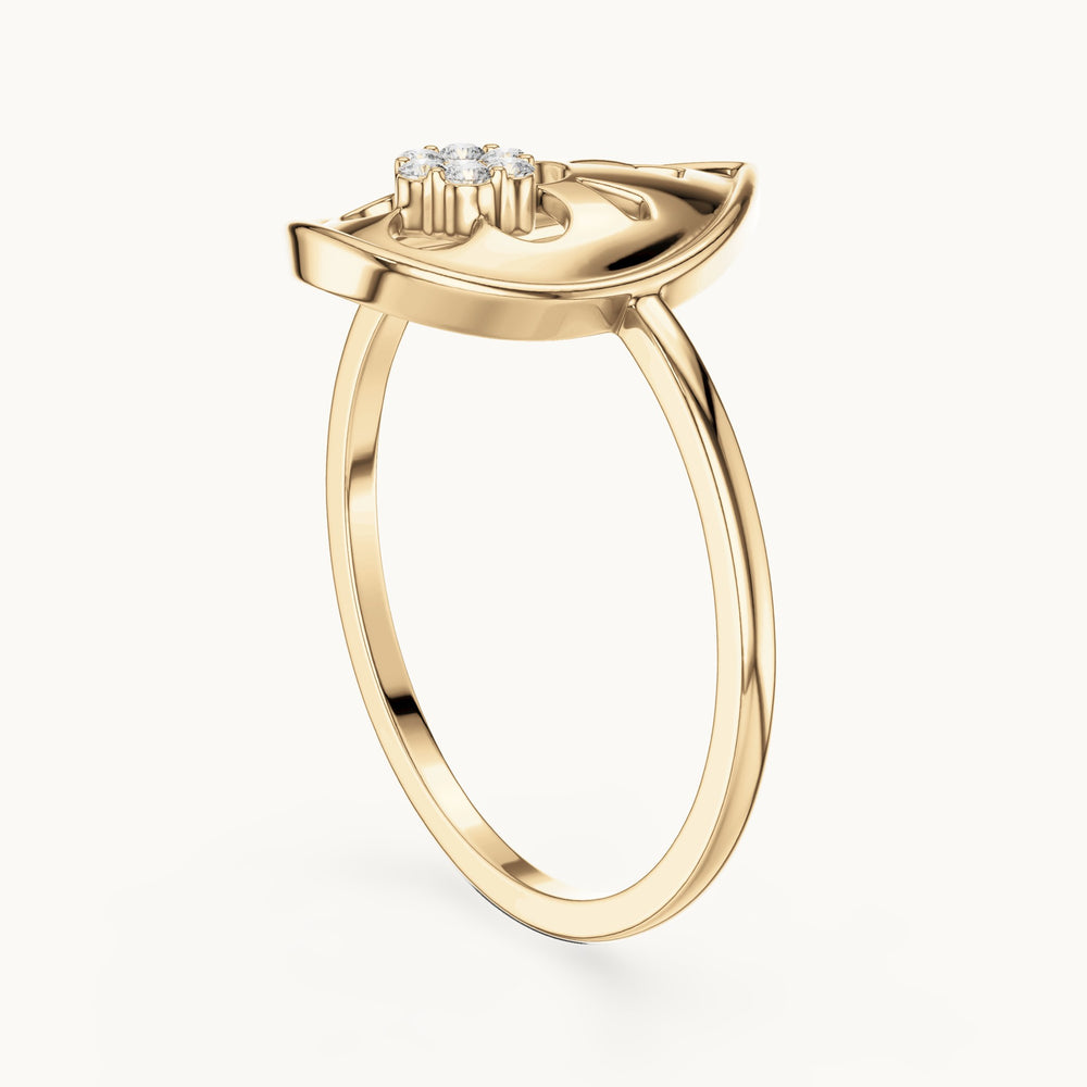 Round lab-grown diamond teardrop flower cluster ring in yellow gold, 0.046 CT TW, view 1