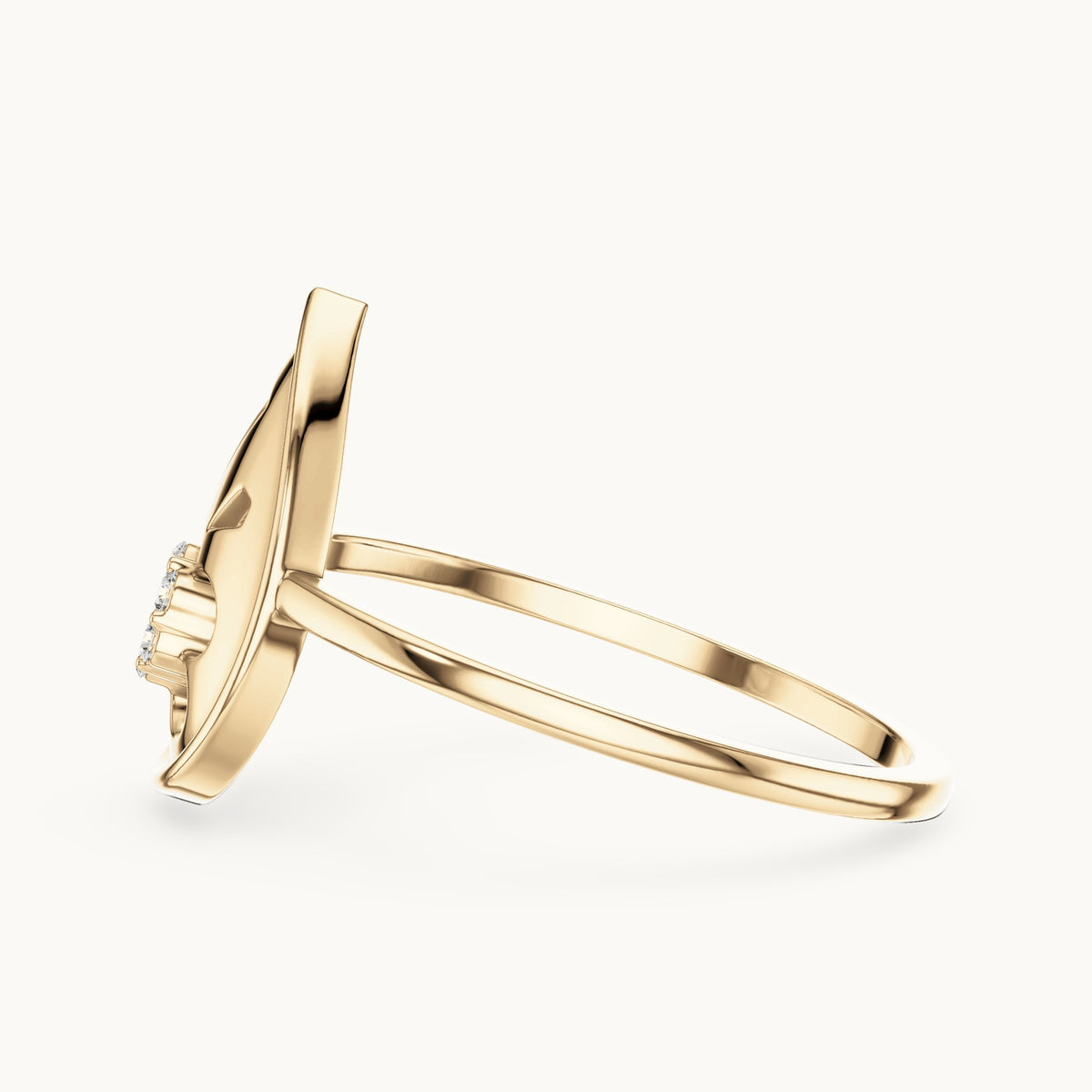 Round lab-grown diamond teardrop flower cluster ring in yellow gold, 0.046 CT TW, view 3