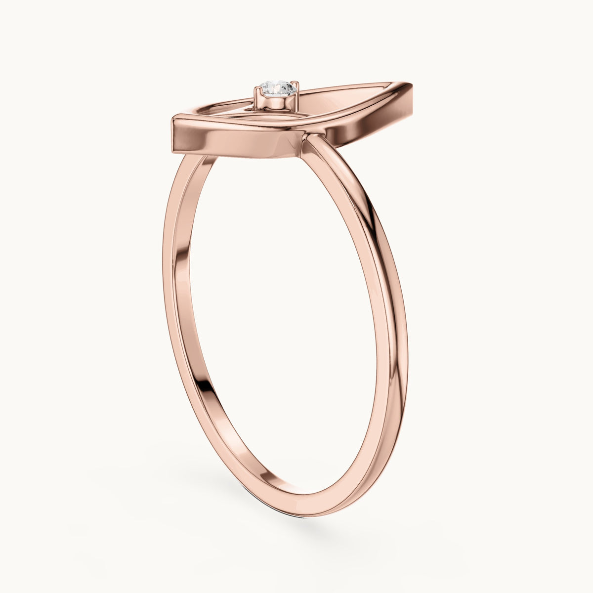 Round lab-grown diamond open marquise outline ring in rose gold, 0.025 CT TW, view 1