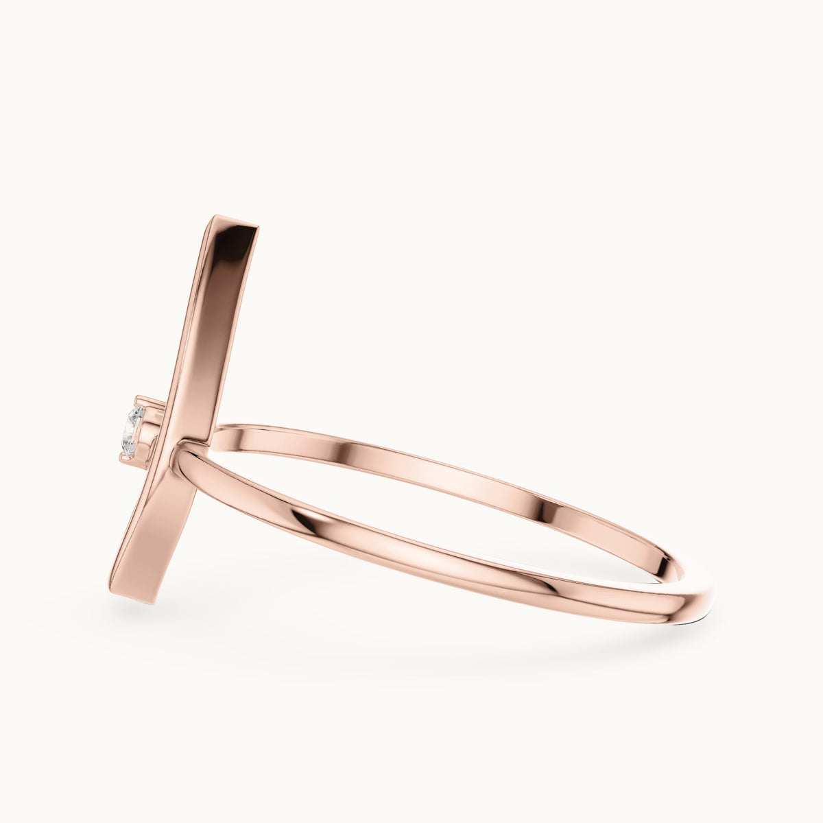 Round lab-grown diamond open marquise outline ring in rose gold, 0.025 CT TW, view 3