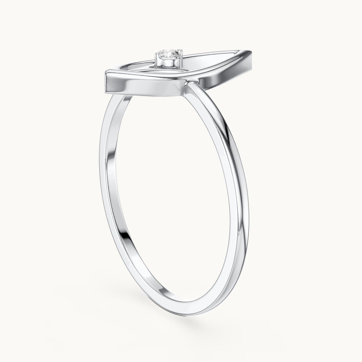 Round lab-grown diamond open marquise outline ring in white gold, 0.025 CT TW, view 1