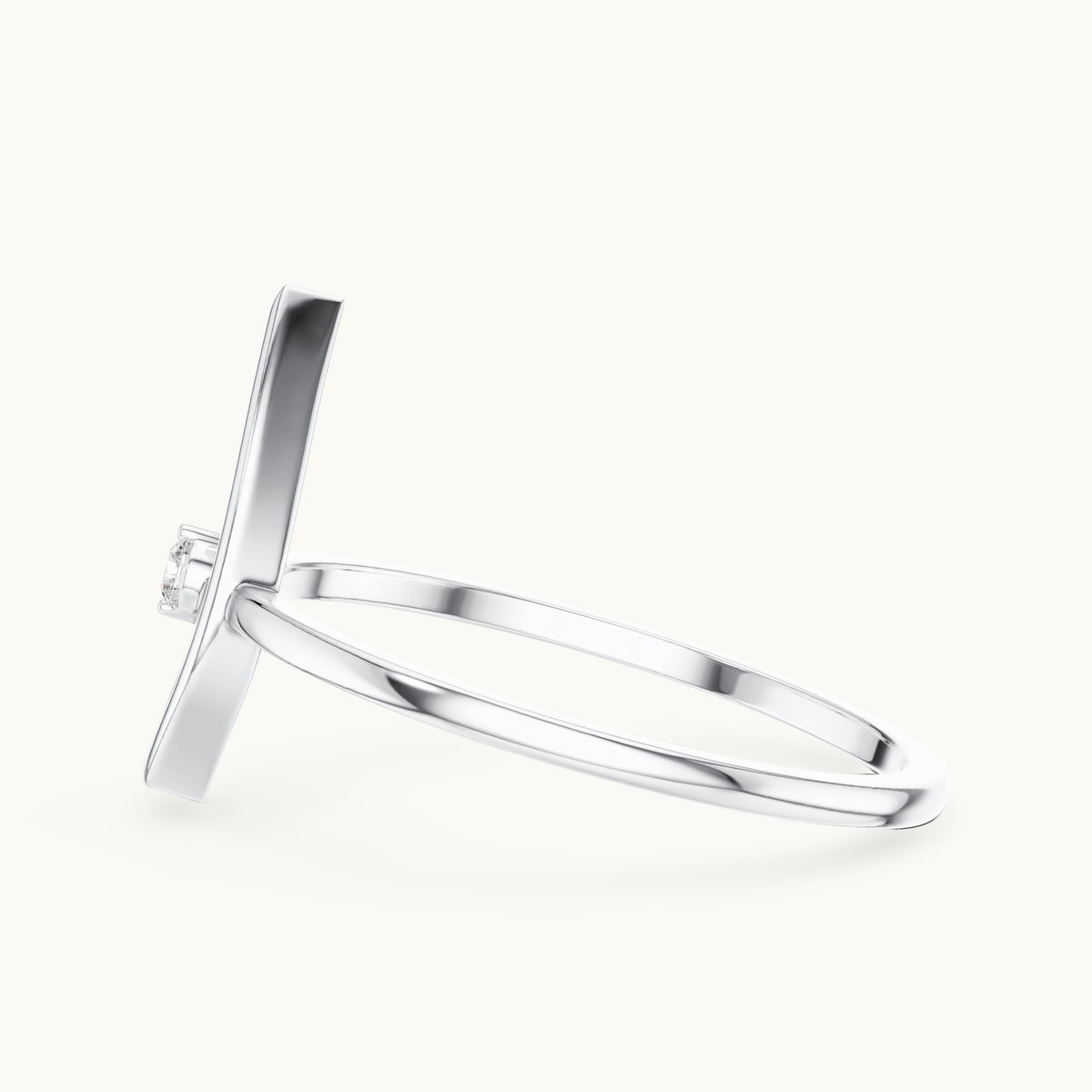 Round lab-grown diamond open marquise outline ring in white gold, 0.025 CT TW, view 3