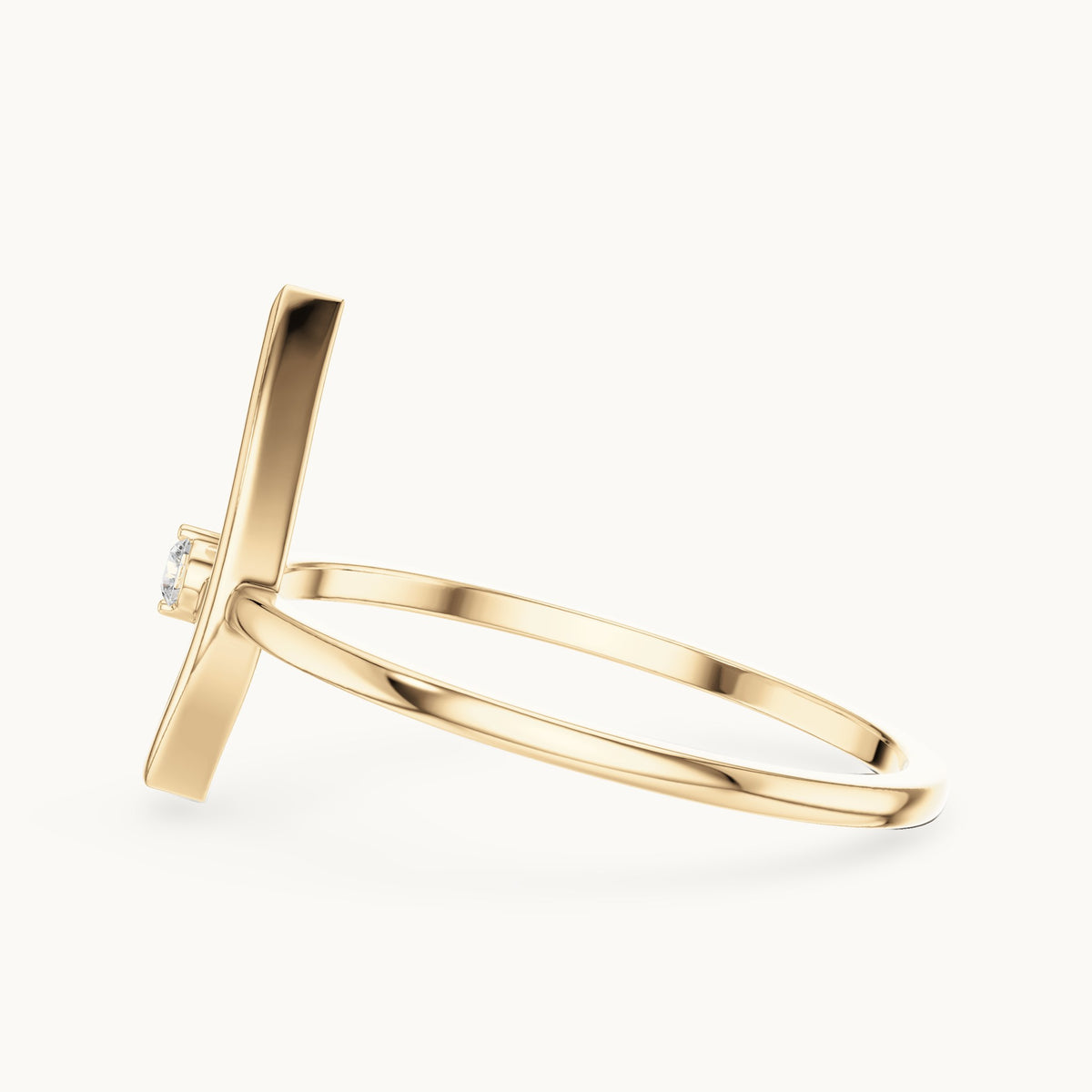 Round lab-grown diamond open marquise outline ring in yellow gold, 0.025 CT TW, view 3