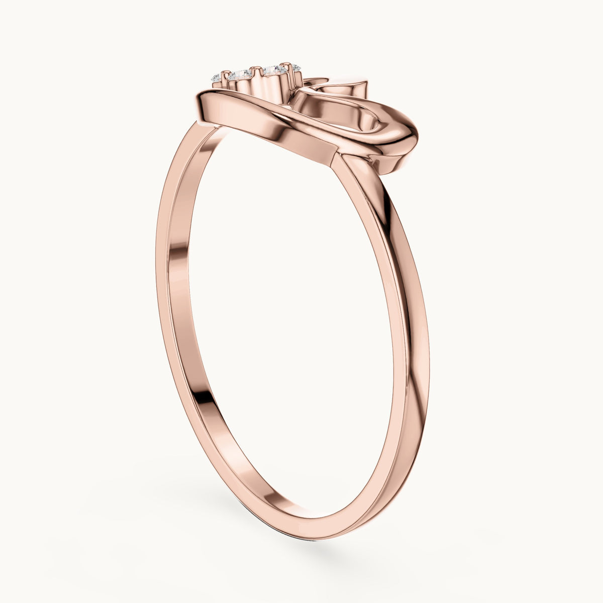 Round lab-grown diamond paisley swirl flower cluster ring in rose gold, 0.048 CT TW, view 1