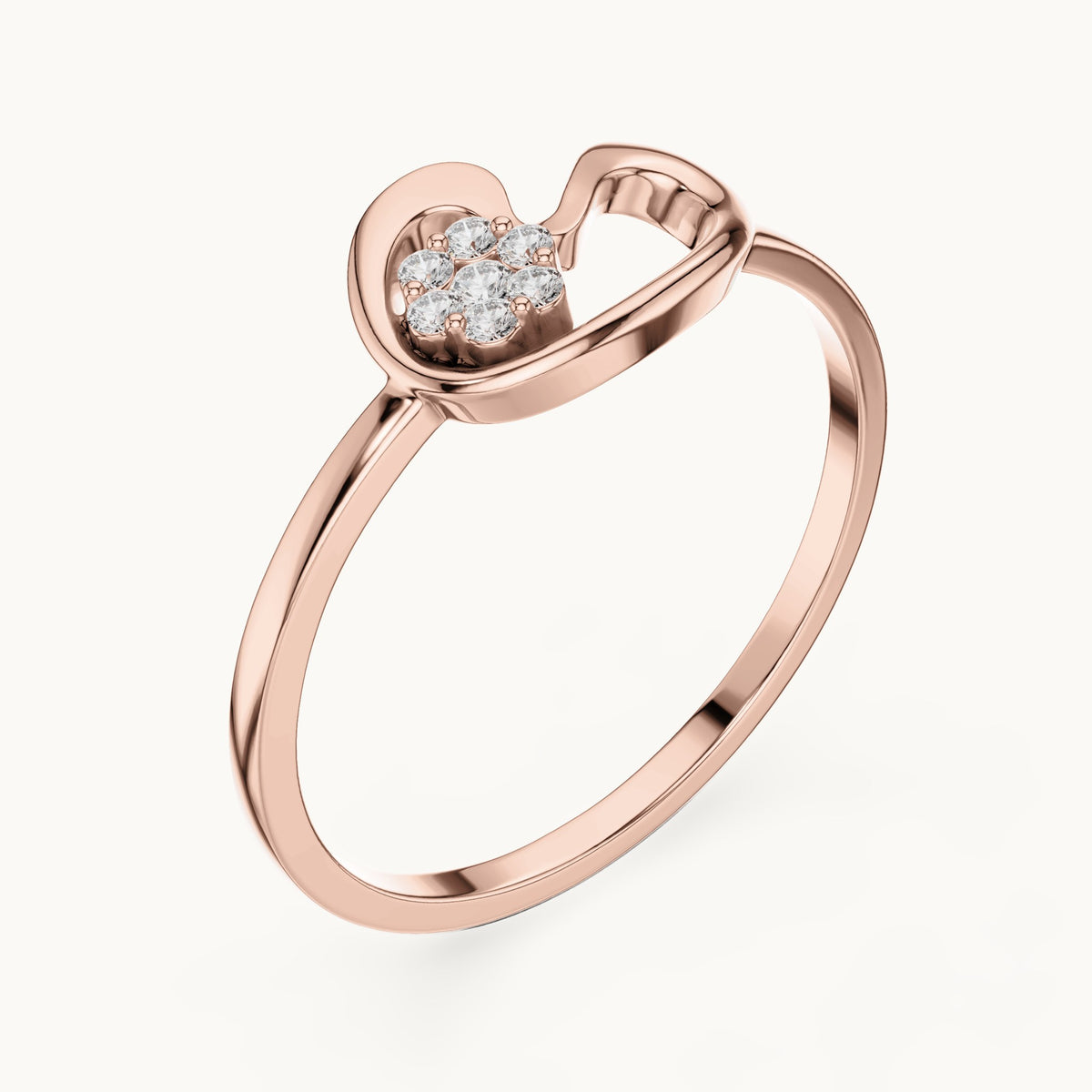 Round lab-grown diamond paisley swirl flower cluster ring in rose gold, 0.048 CT TW, view 2