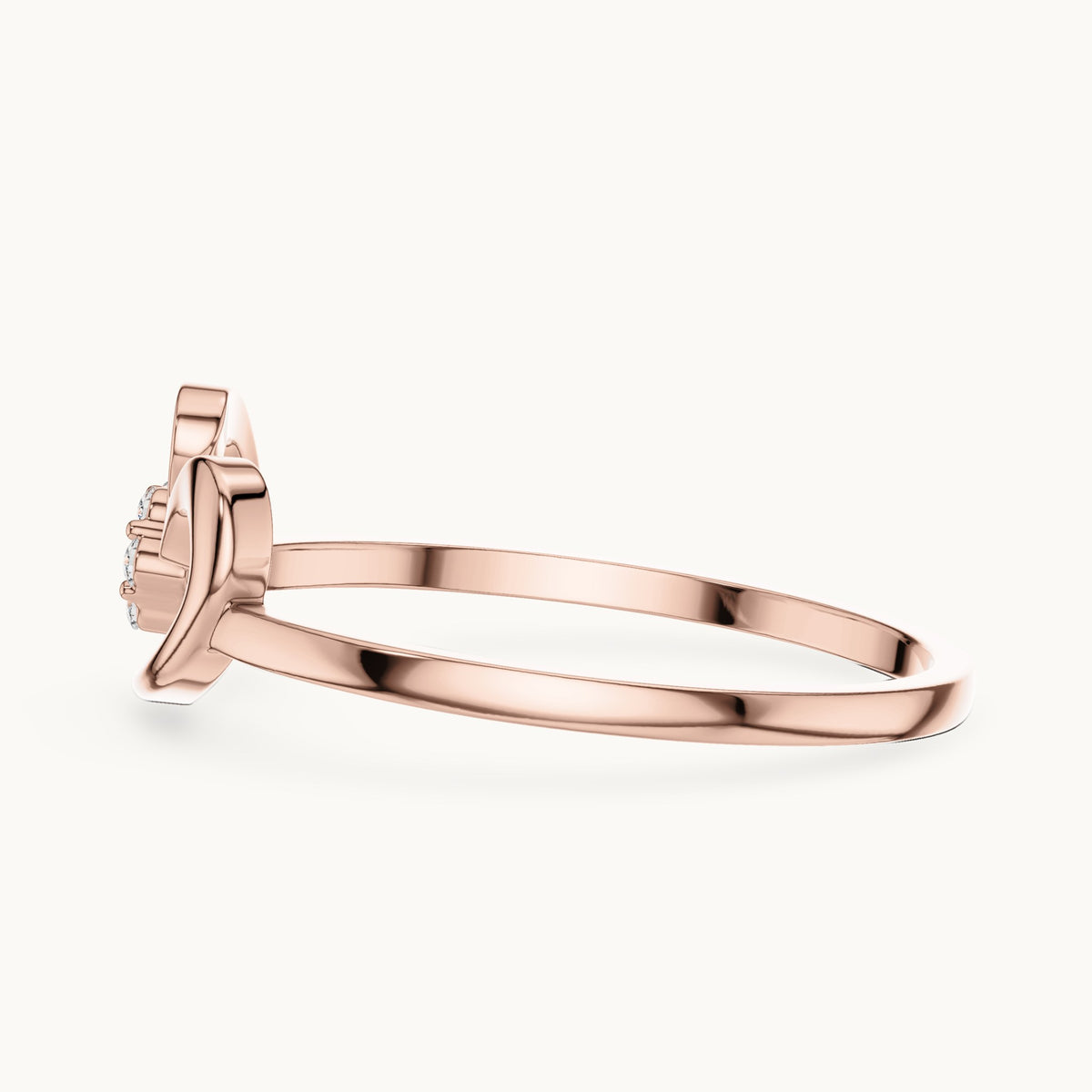 Round lab-grown diamond paisley swirl flower cluster ring in rose gold, 0.048 CT TW, view 3