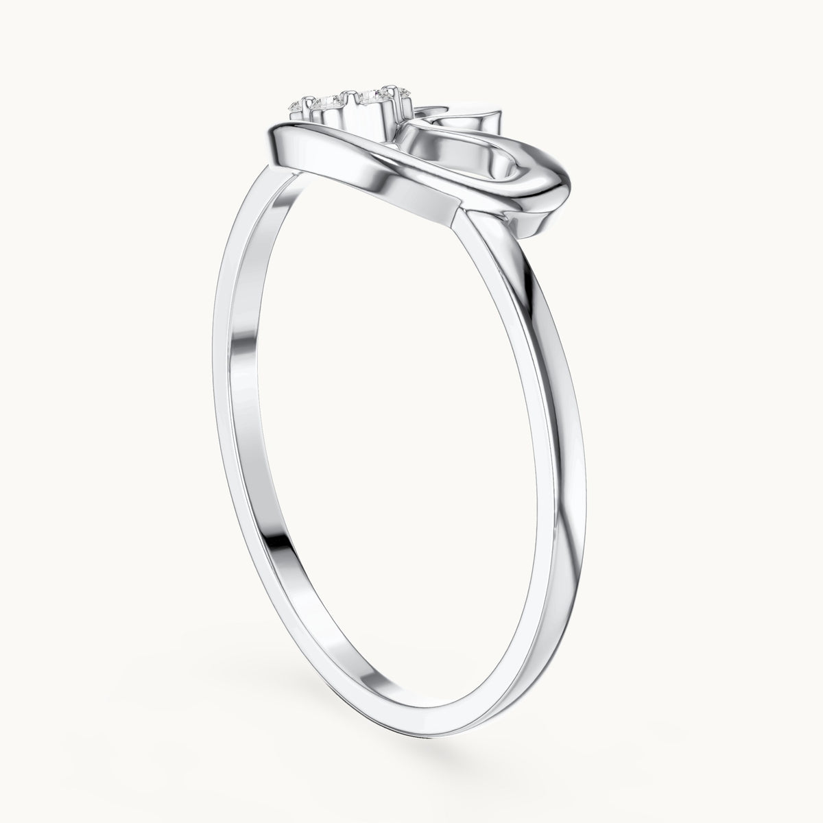 Round lab-grown diamond paisley swirl flower cluster ring in white gold, 0.048 CT TW, view 1