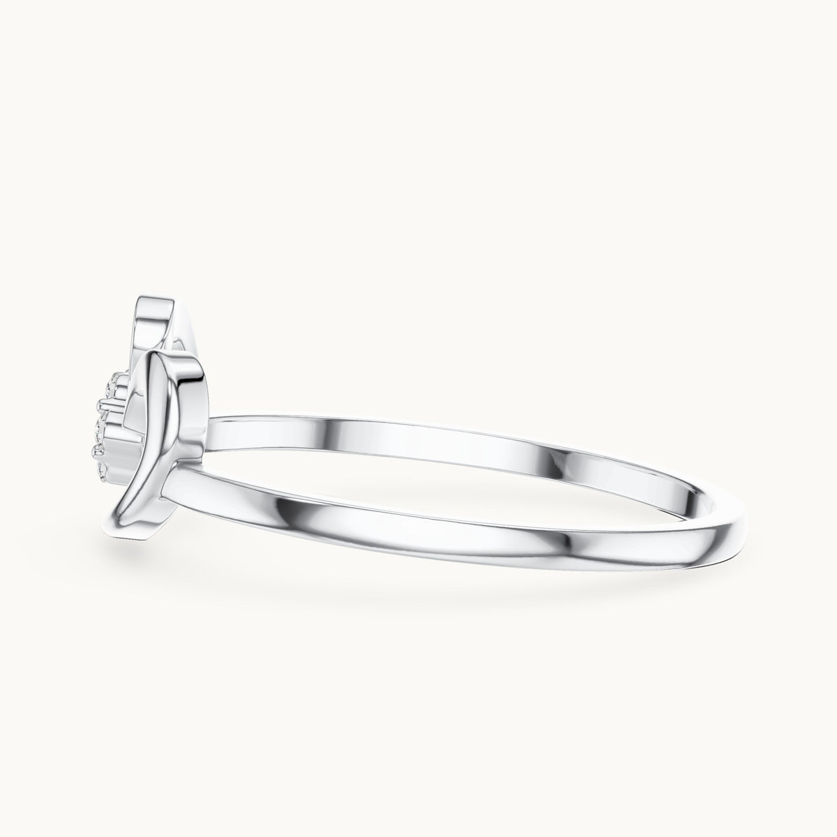 Round lab-grown diamond paisley swirl flower cluster ring in white gold, 0.048 CT TW, view 3