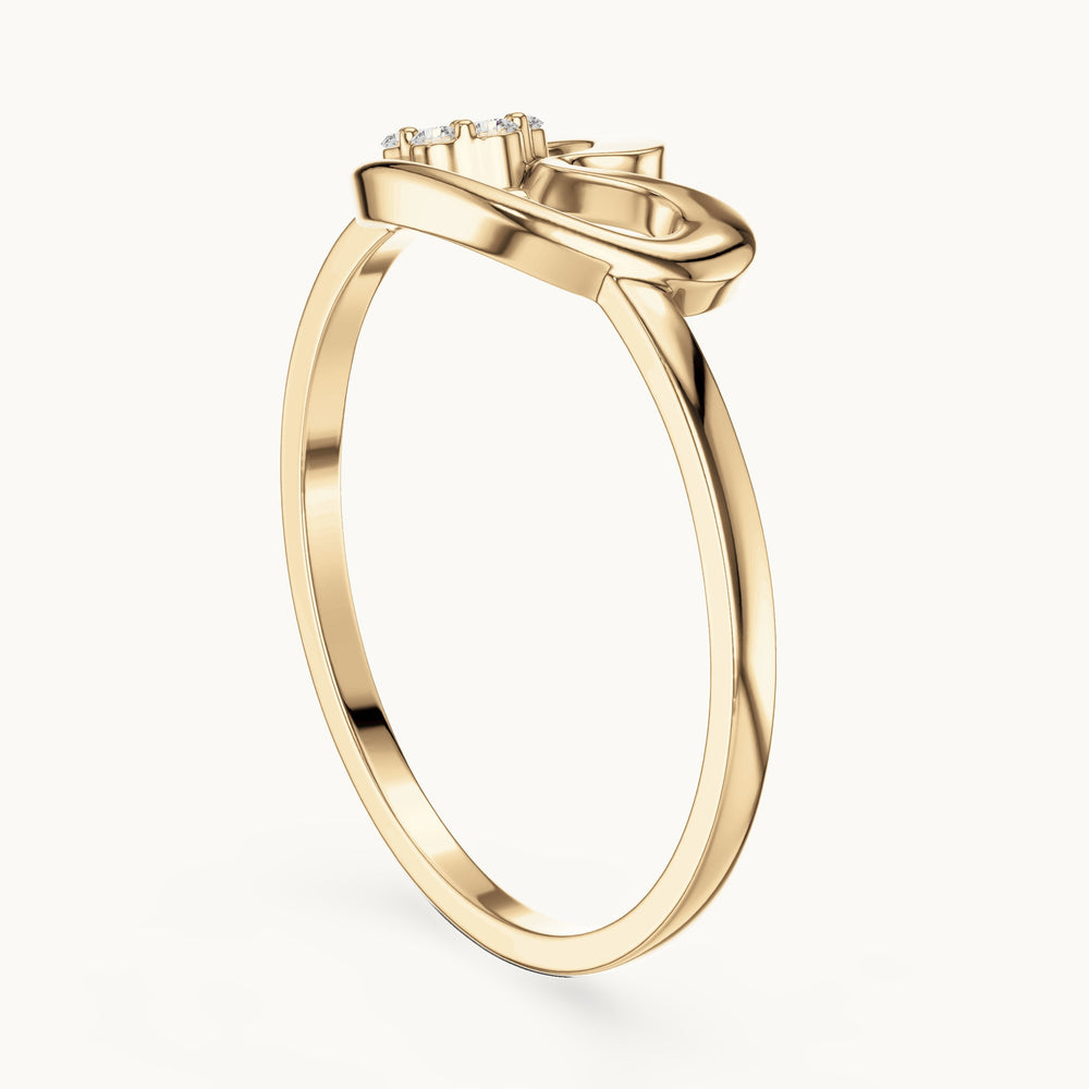 Round lab-grown diamond paisley swirl flower cluster ring in yellow gold, 0.048 CT TW, view 1