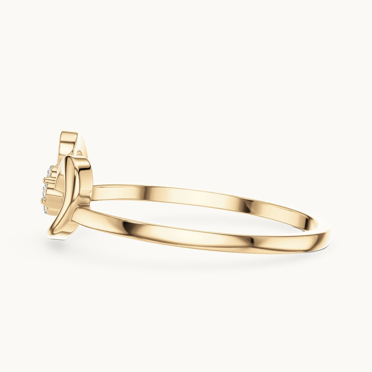 Round lab-grown diamond paisley swirl flower cluster ring in yellow gold, 0.048 CT TW, view 3