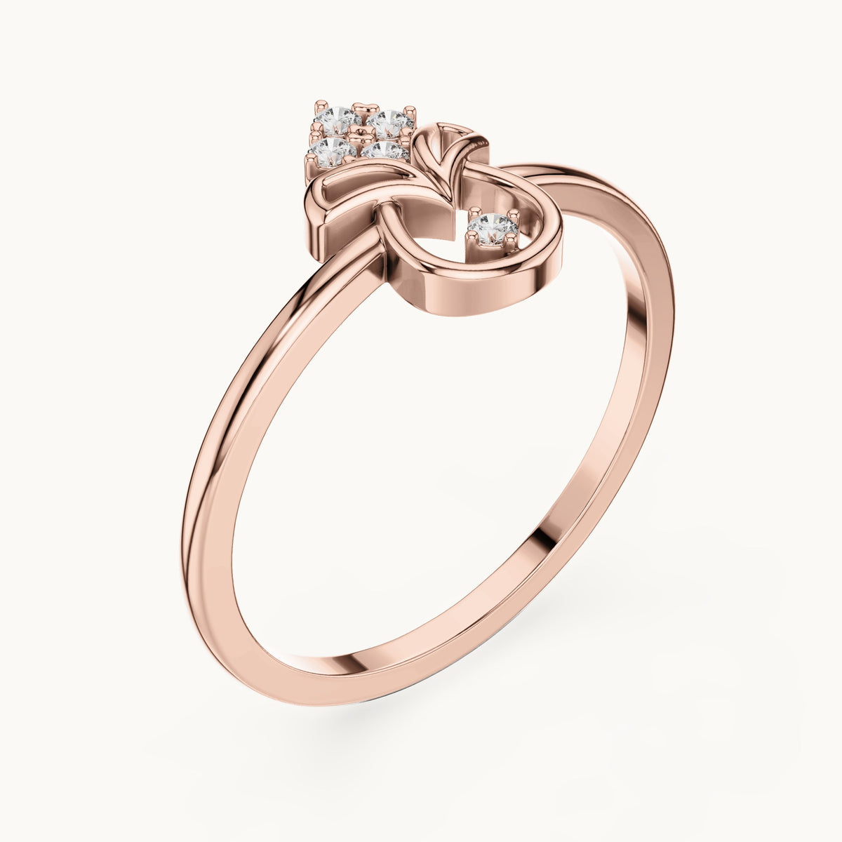 Round lab-grown diamond kite and teardrop ring in rose gold, 0.050 CT TW, view 2