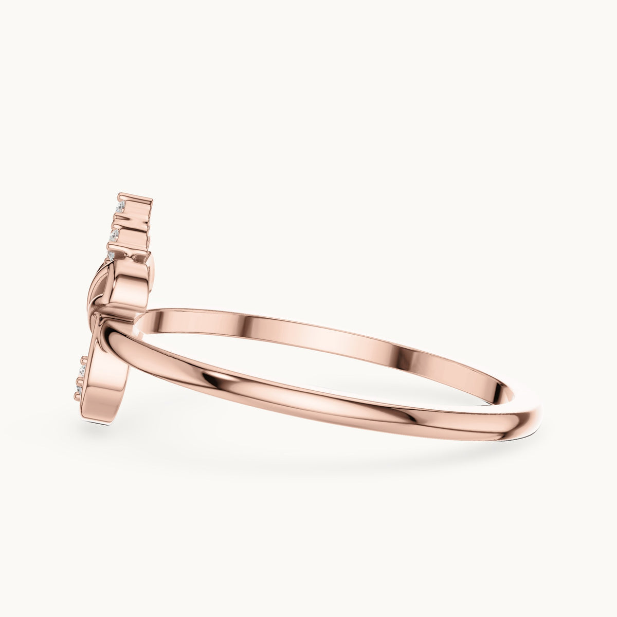 Round lab-grown diamond kite and teardrop ring in rose gold, 0.050 CT TW, view 3