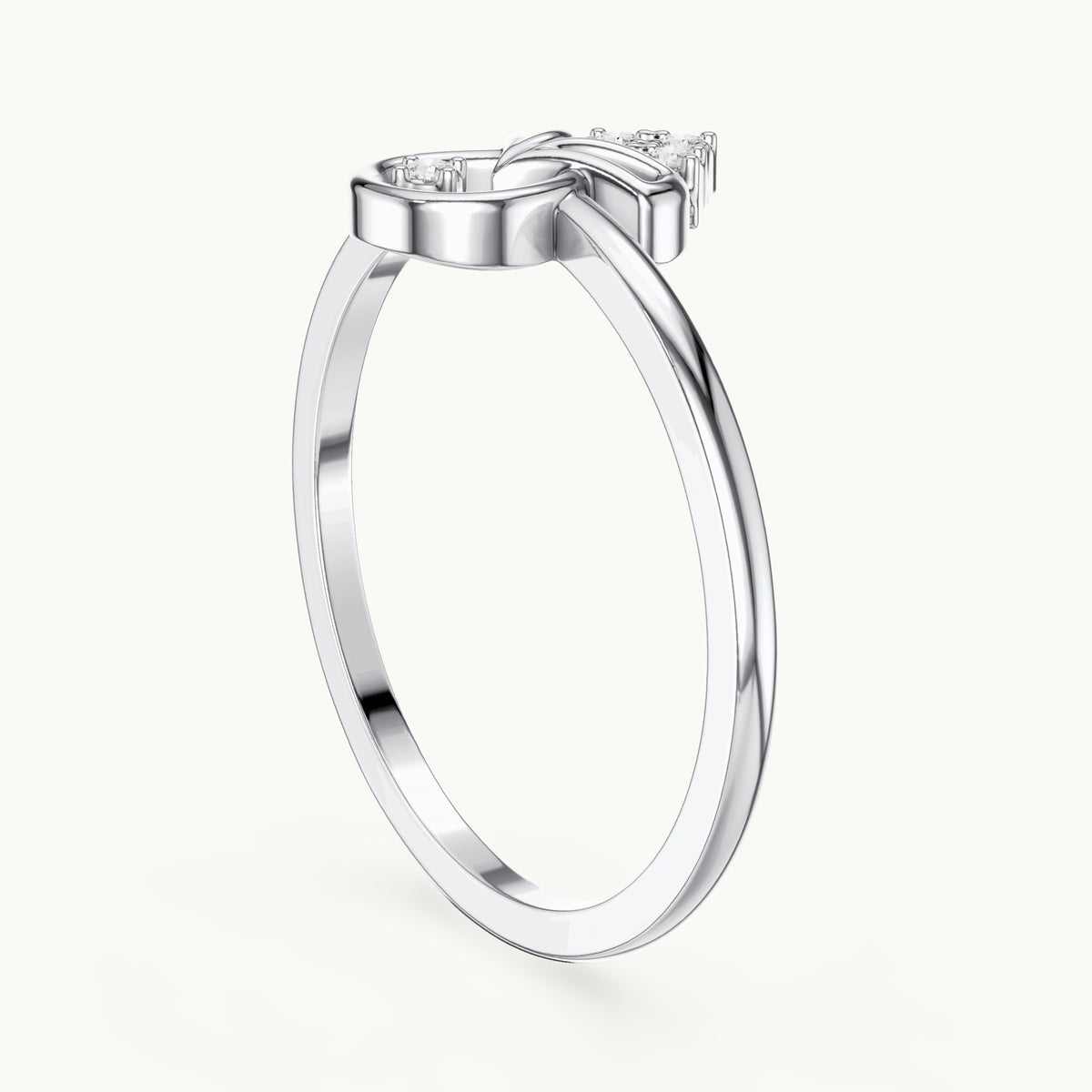 Round lab-grown diamond kite and teardrop ring in white gold, 0.050 CT TW, view 1