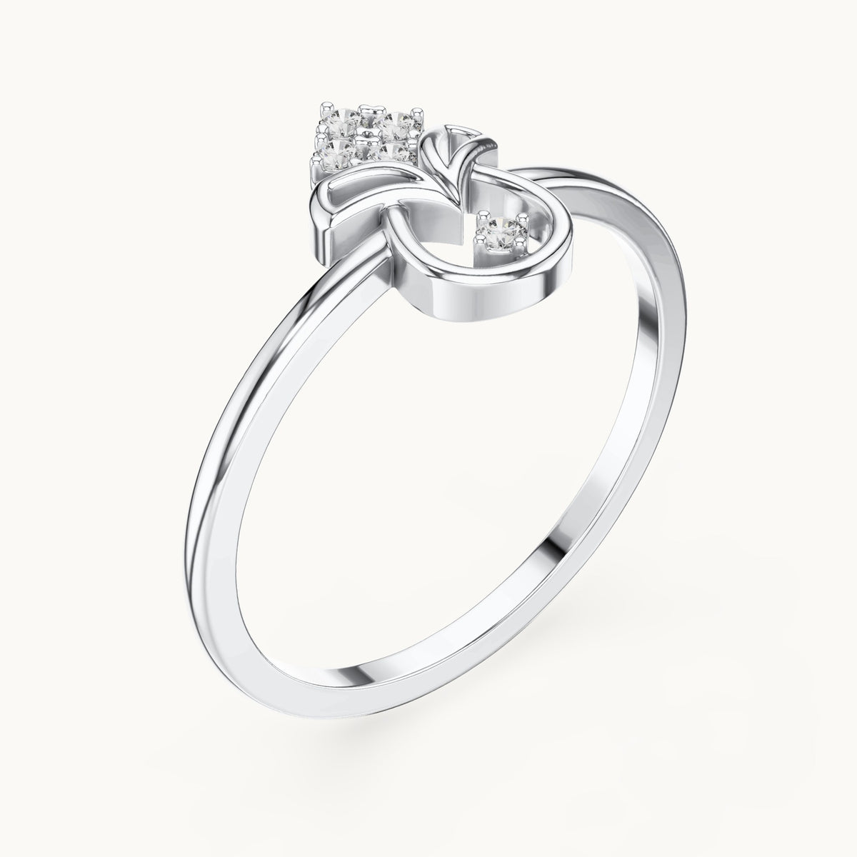 Round lab-grown diamond kite and teardrop ring in white gold, 0.050 CT TW, view 2
