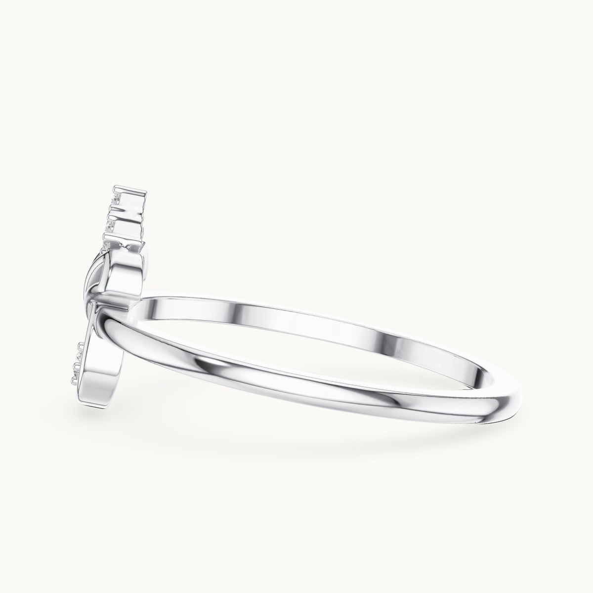Round lab-grown diamond kite and teardrop ring in white gold, 0.050 CT TW, view 3