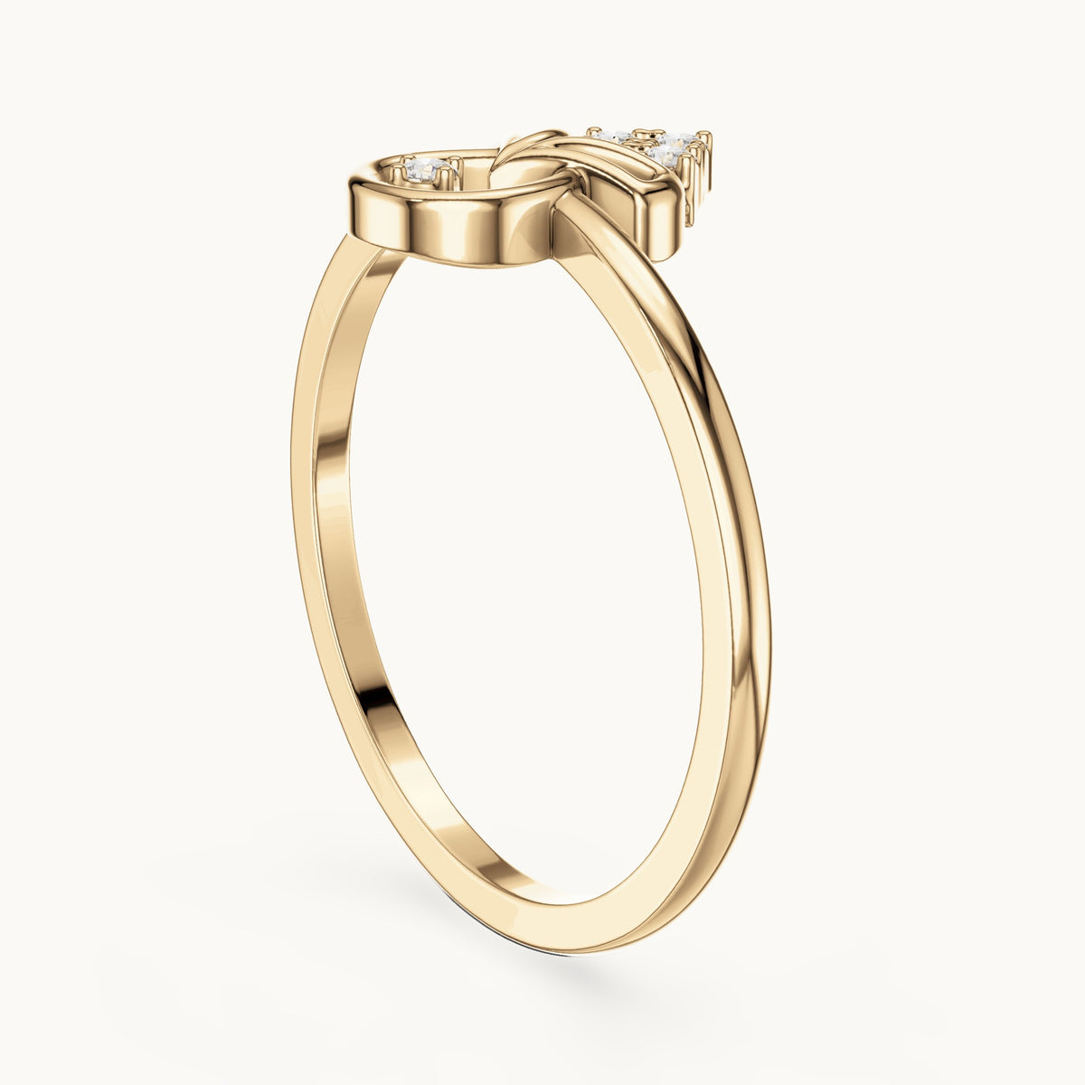 Round lab-grown diamond kite and teardrop ring in yellow gold, 0.050 CT TW, view 1