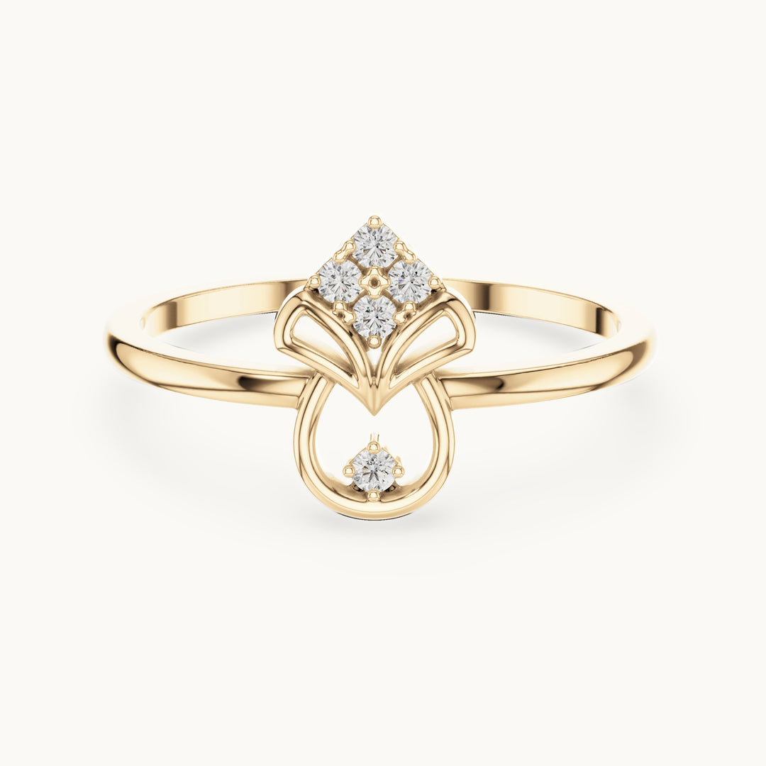 Round lab-grown diamond kite and teardrop ring in yellow gold, 0.050 CT TW, view 4