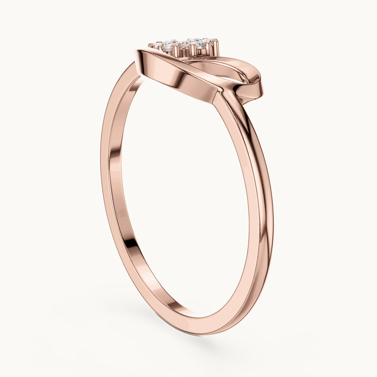 Round lab-grown diamond loop flower cluster ring in rose gold, 0.070 CT TW, view 1