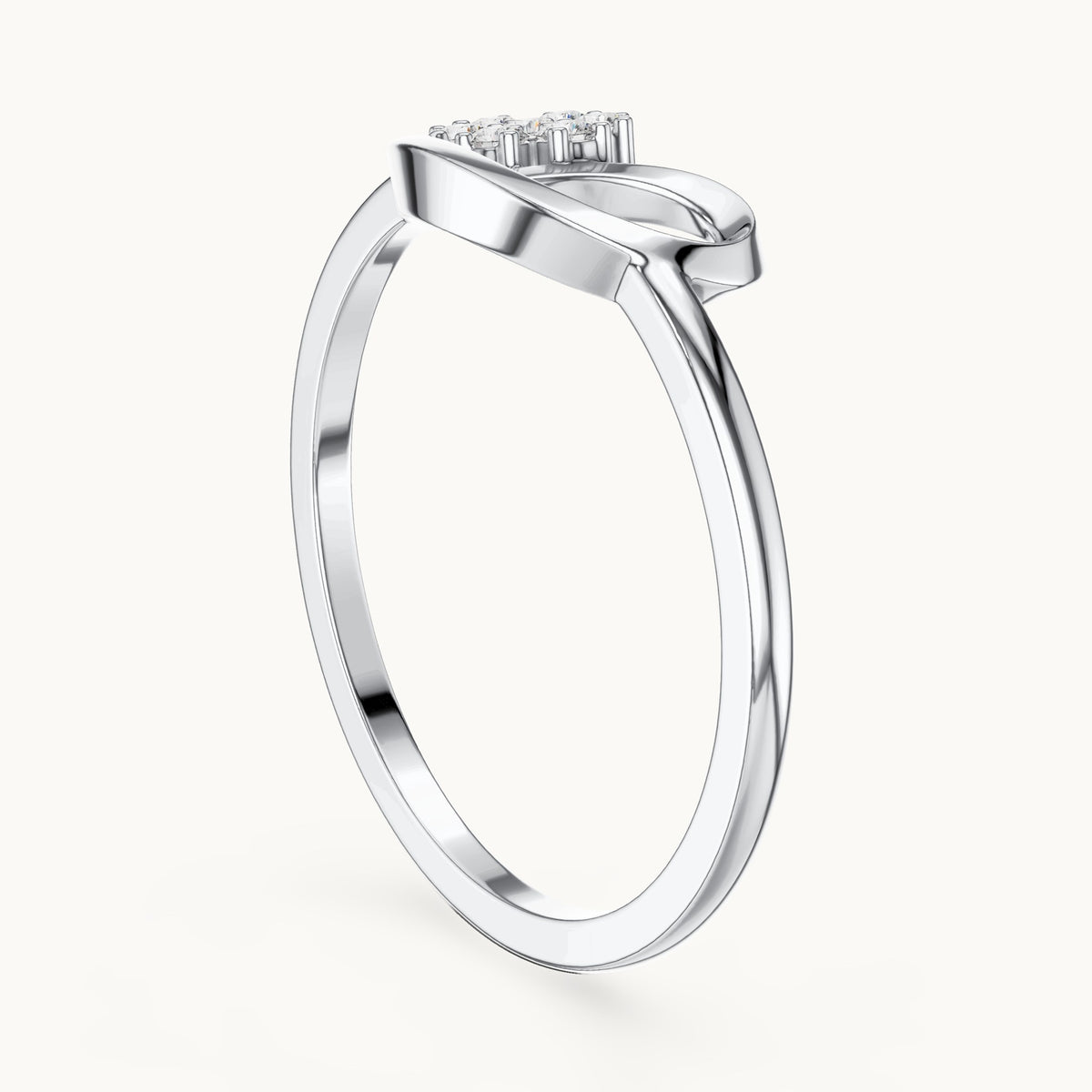 Round lab-grown diamond loop flower cluster ring in white gold, 0.070 CT TW, view 1