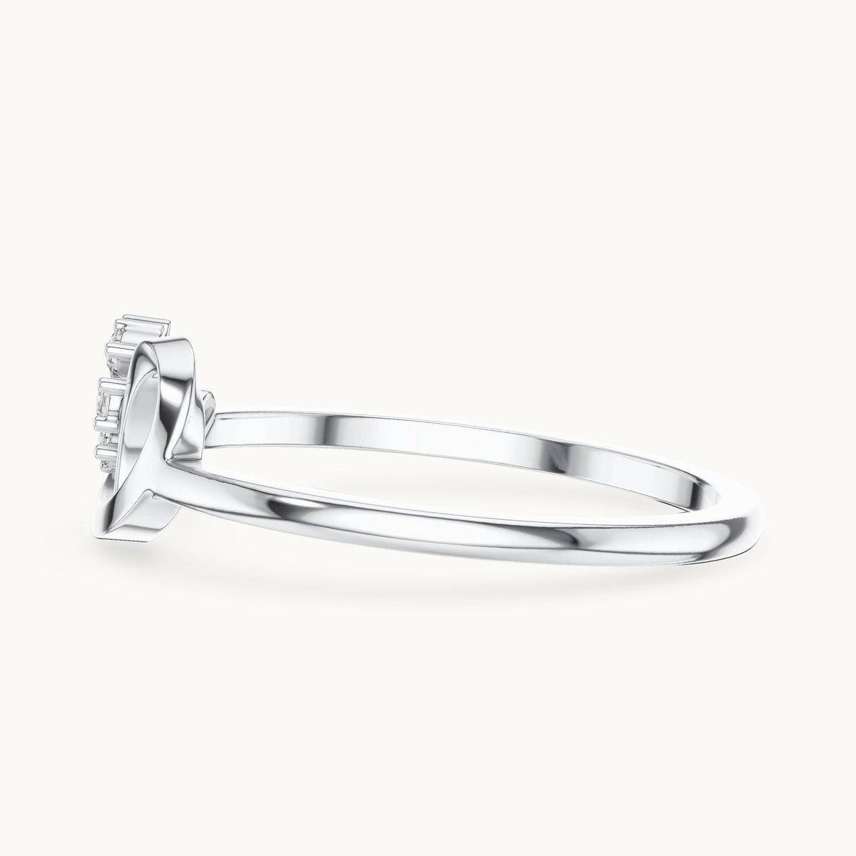 Round lab-grown diamond loop flower cluster ring in white gold, 0.070 CT TW, view 3