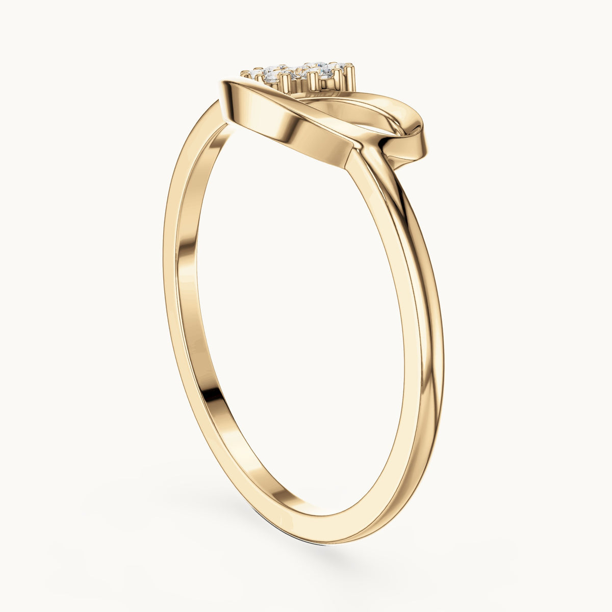Round lab-grown diamond loop flower cluster ring in yellow gold, 0.070 CT TW, view 1