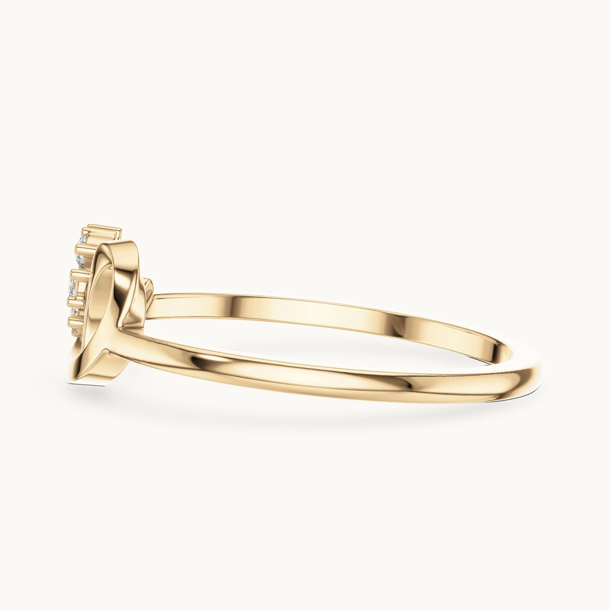 Round lab-grown diamond loop flower cluster ring in yellow gold, 0.070 CT TW, view 3