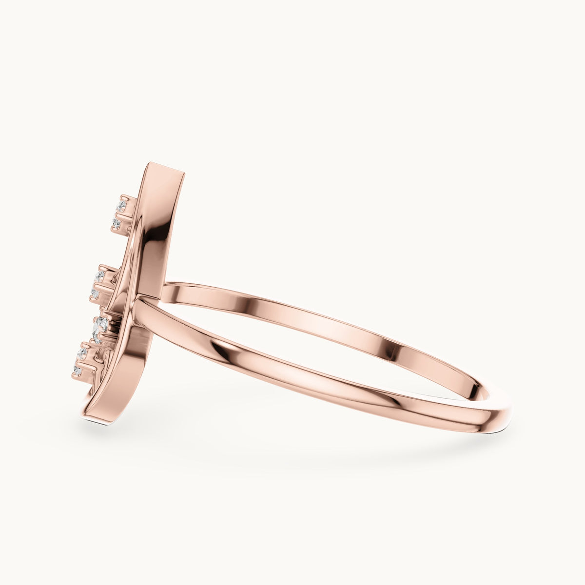 Round lab-grown diamond open teardrop lattice ring in rose gold, 0.050 CT TW, view 3