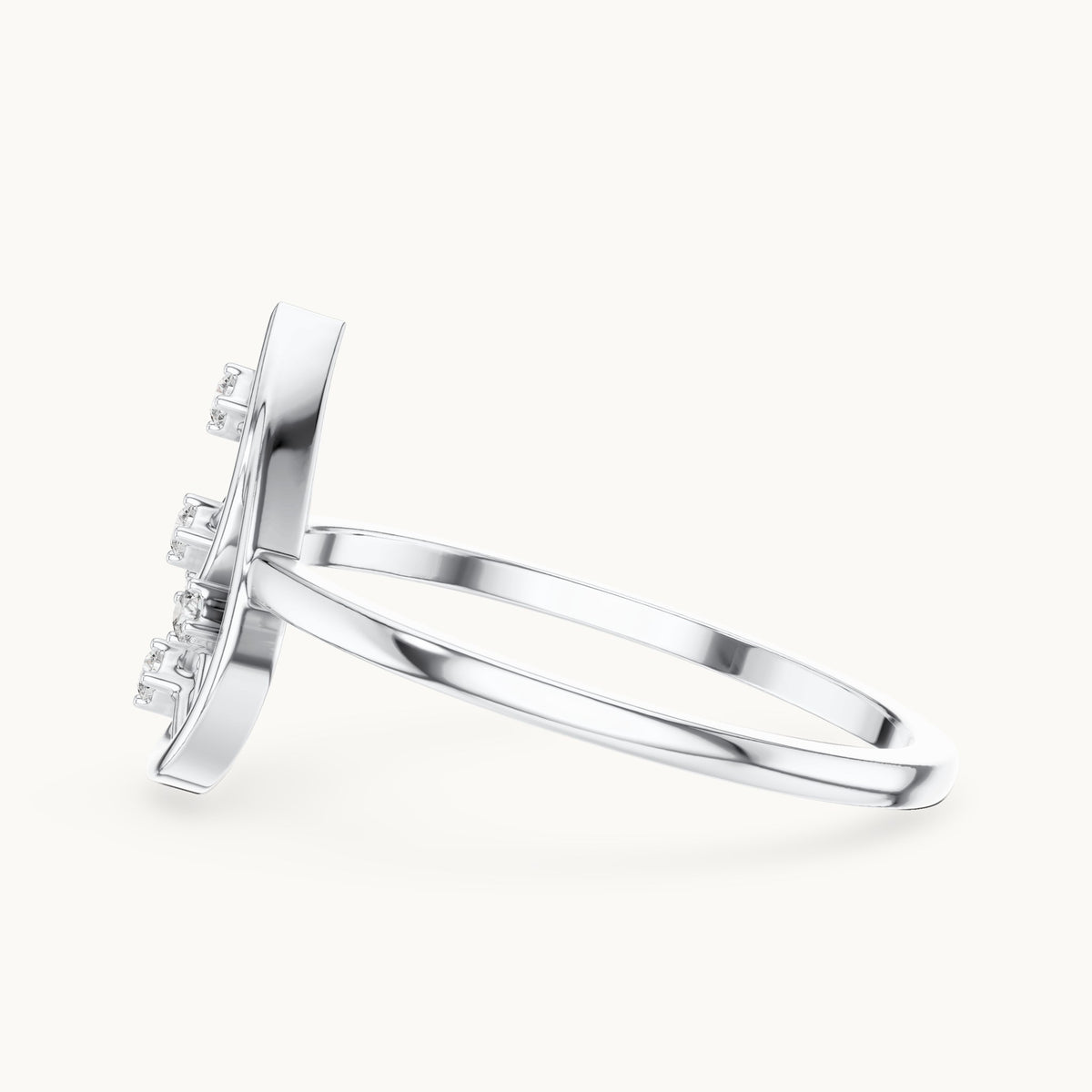 Round lab-grown diamond open teardrop lattice ring in white gold, 0.050 CT TW, view 3