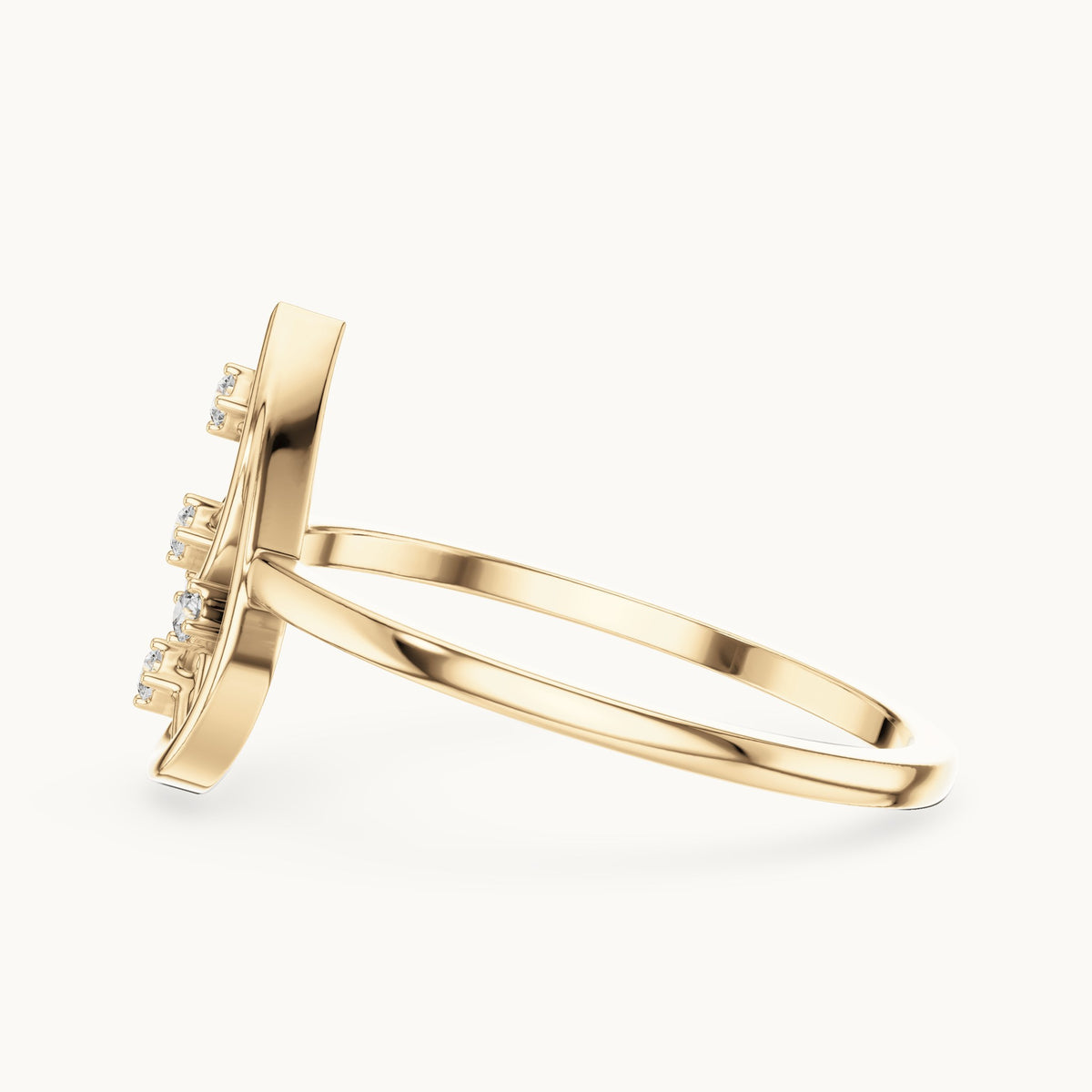 Round lab-grown diamond open teardrop lattice ring in yellow gold, 0.050 CT TW, view 3
