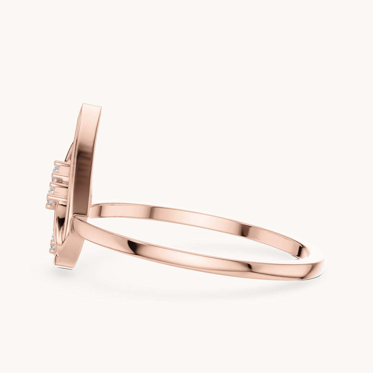 Round lab-grown diamond open teardrop swirl ring in rose gold, 0.030 CT TW, view 3
