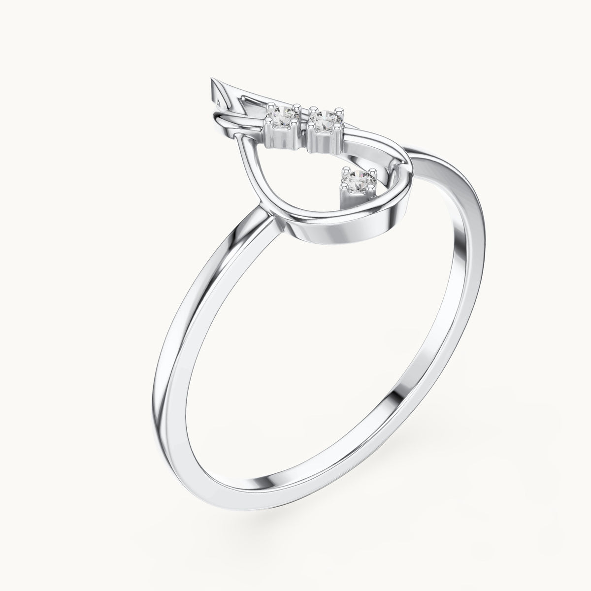 Round lab-grown diamond open teardrop swirl ring in white gold, 0.030 CT TW, view 2