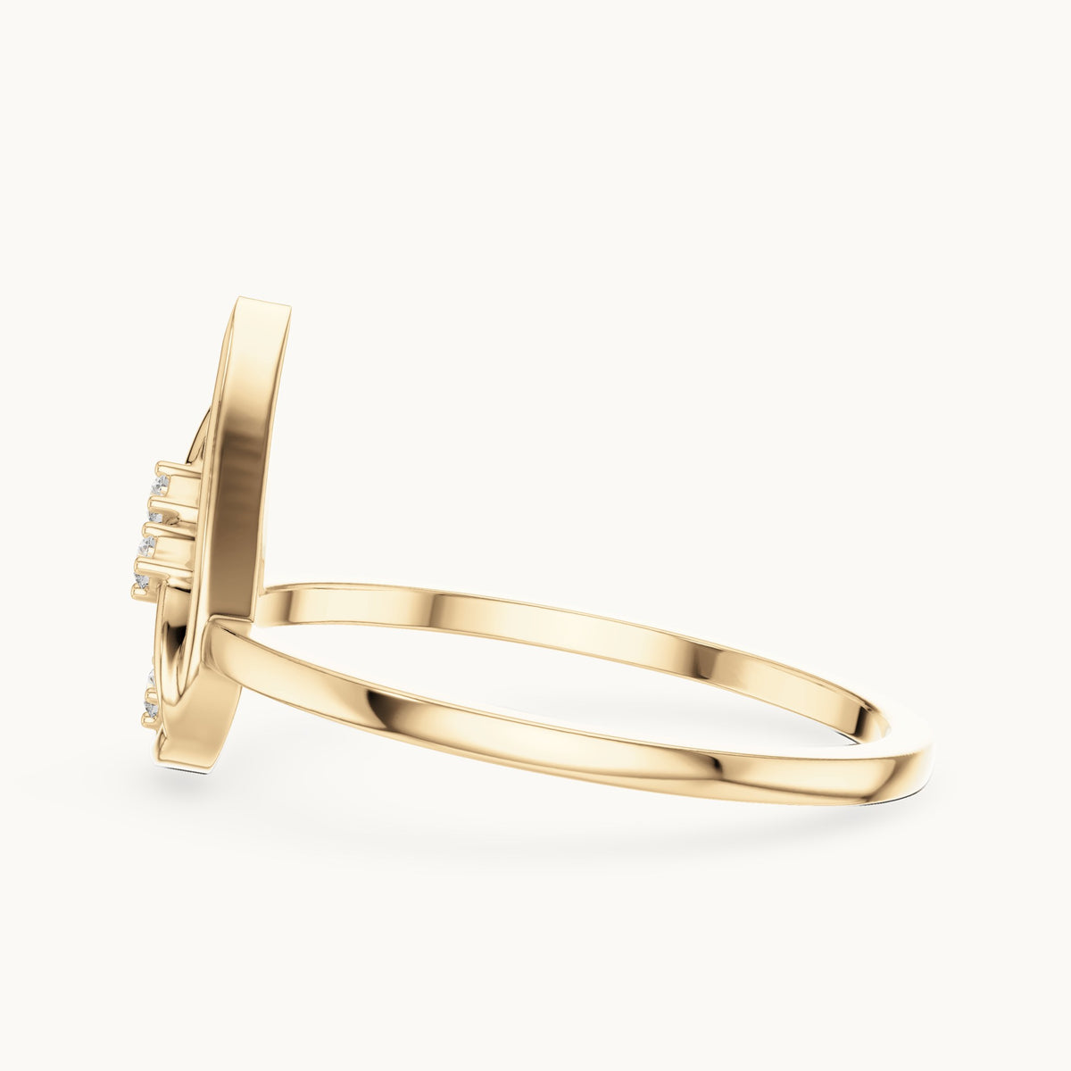 Round lab-grown diamond open teardrop swirl ring in yellow gold, 0.030 CT TW, view 3