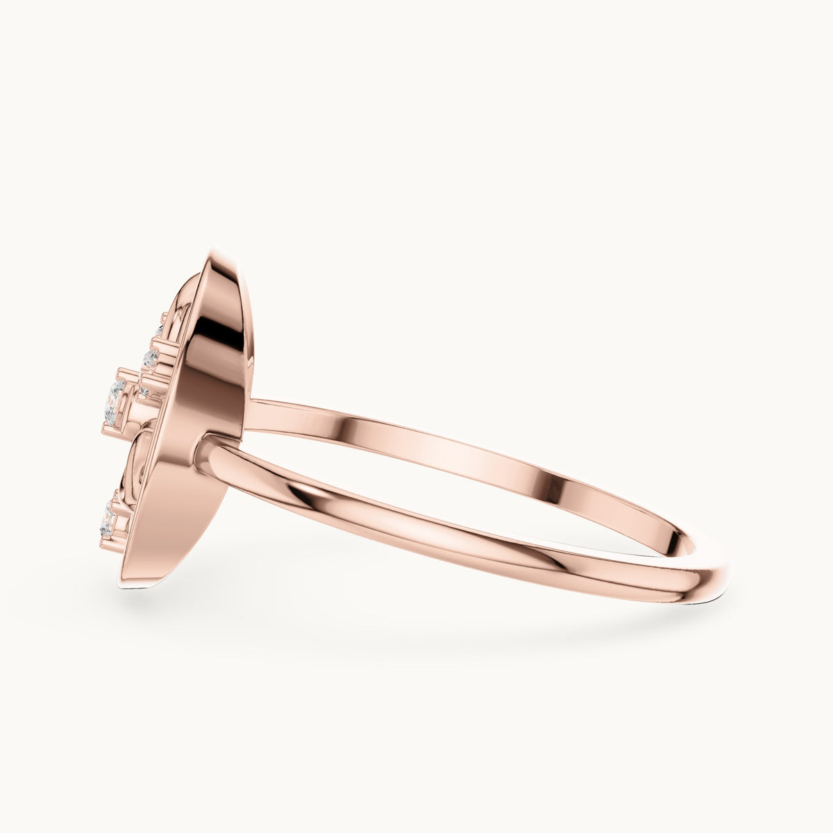Round lab-grown diamond openwork circle petal ring in rose gold, 0.060 CT TW, view 3