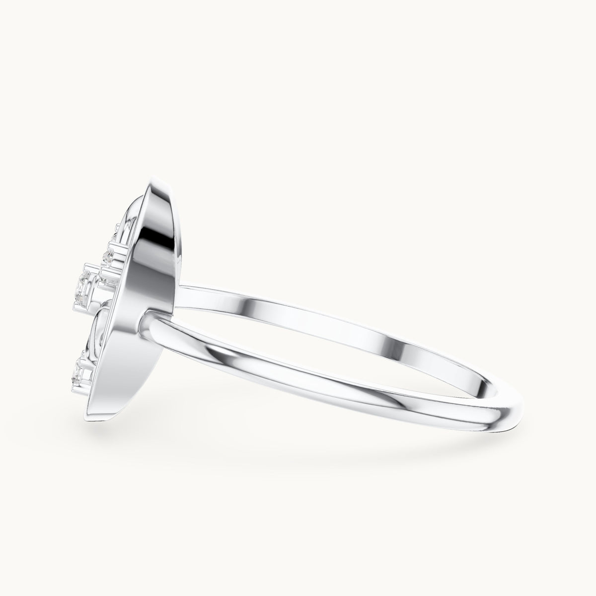 Round lab-grown diamond openwork circle petal ring in white gold, 0.060 CT TW, view 3