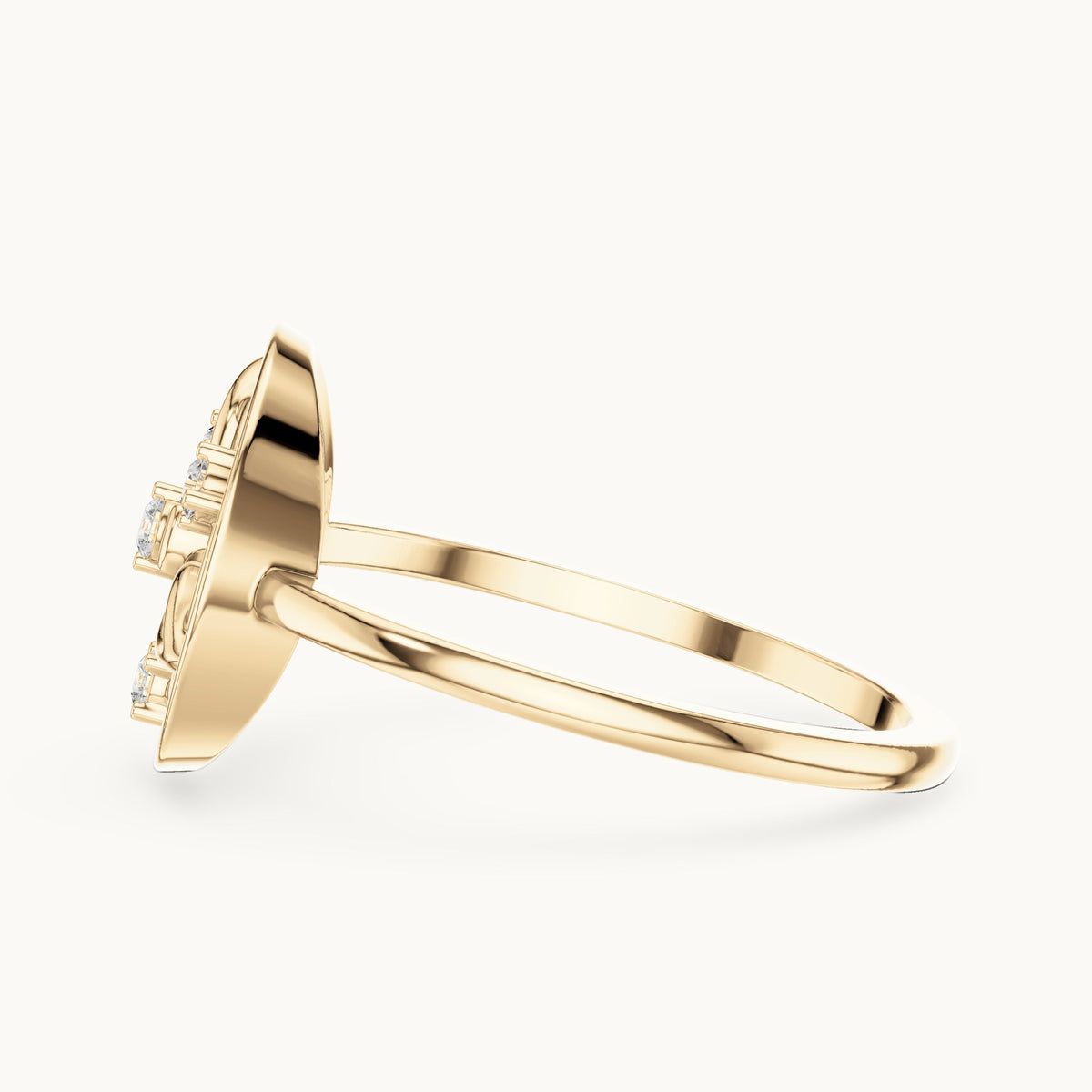 Round lab-grown diamond openwork circle petal ring in yellow gold, 0.060 CT TW, view 3