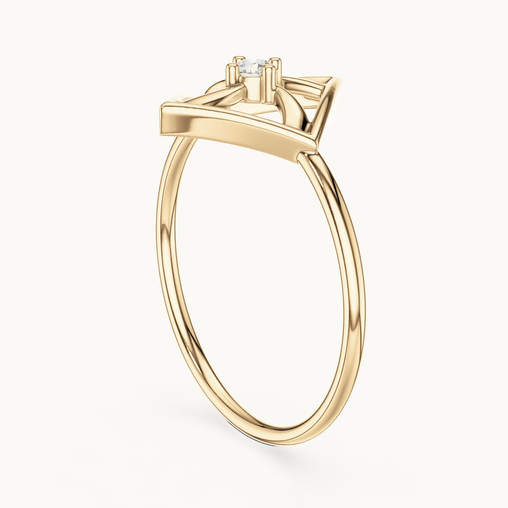 Round lab-grown diamond geometric square pinwheel ring in yellow gold, 0.045 CT TW, view 1