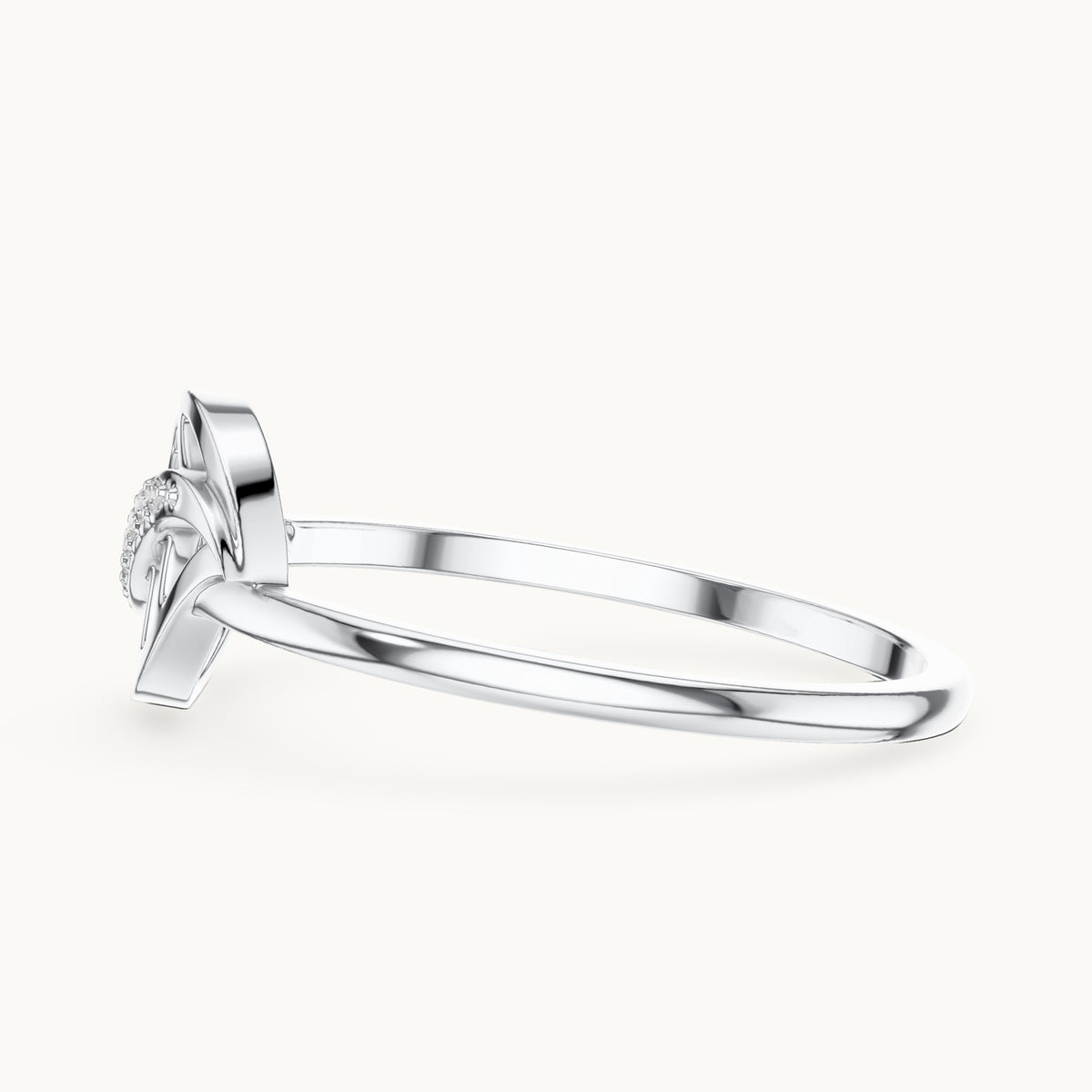 Round lab-grown diamond leaf swirl ring in white gold, 0.04 CT TW, view 3