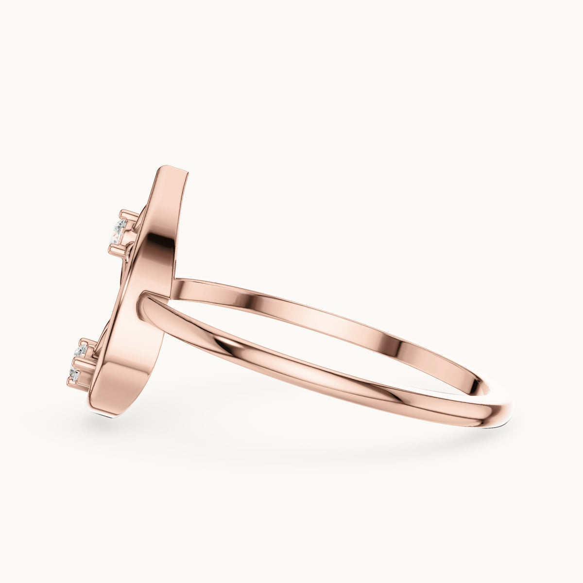 Round lab-grown diamond open teardrop floral ring in rose gold, 0.050 CT TW, view 3
