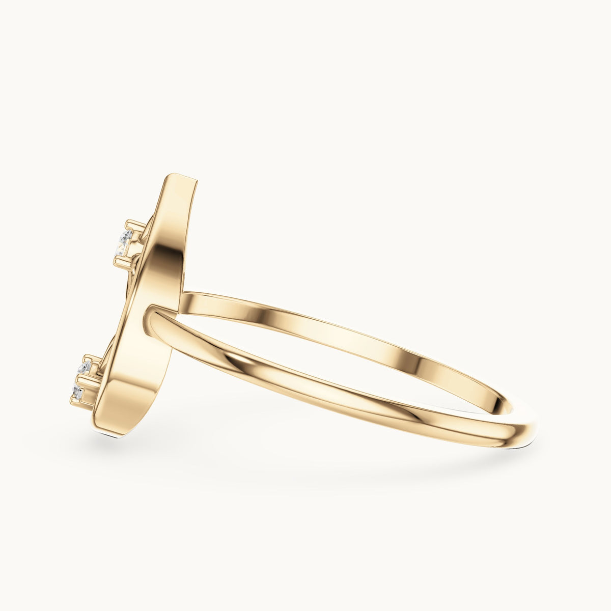 Round lab-grown diamond open teardrop floral ring in yellow gold, 0.050 CT TW, view 3