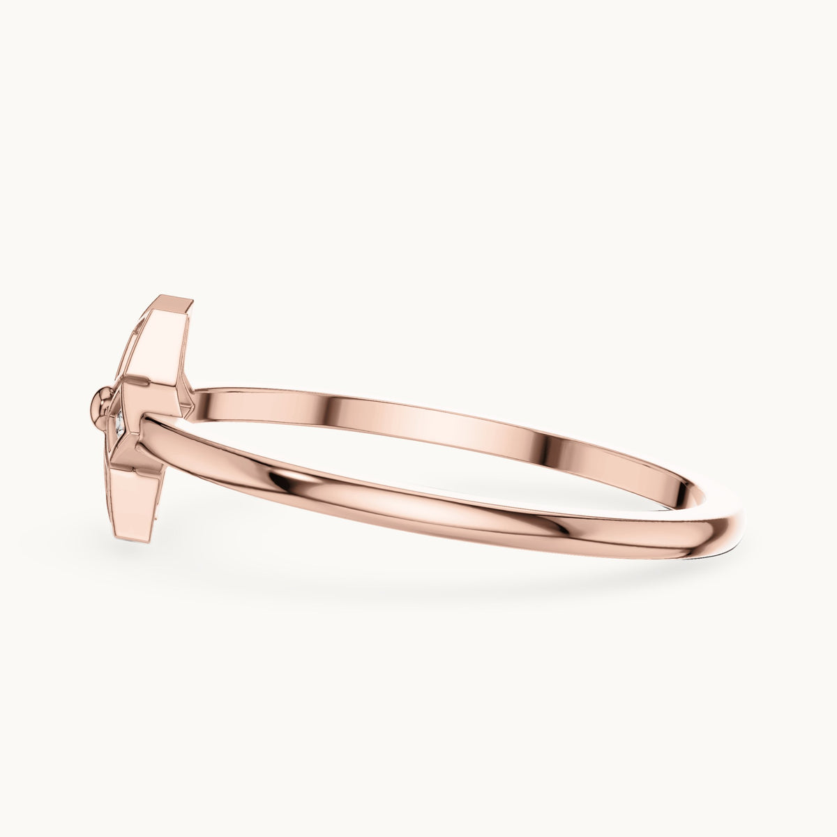 Round lab-grown diamond star flower ring in rose gold, 0.060 CT TW, view 3