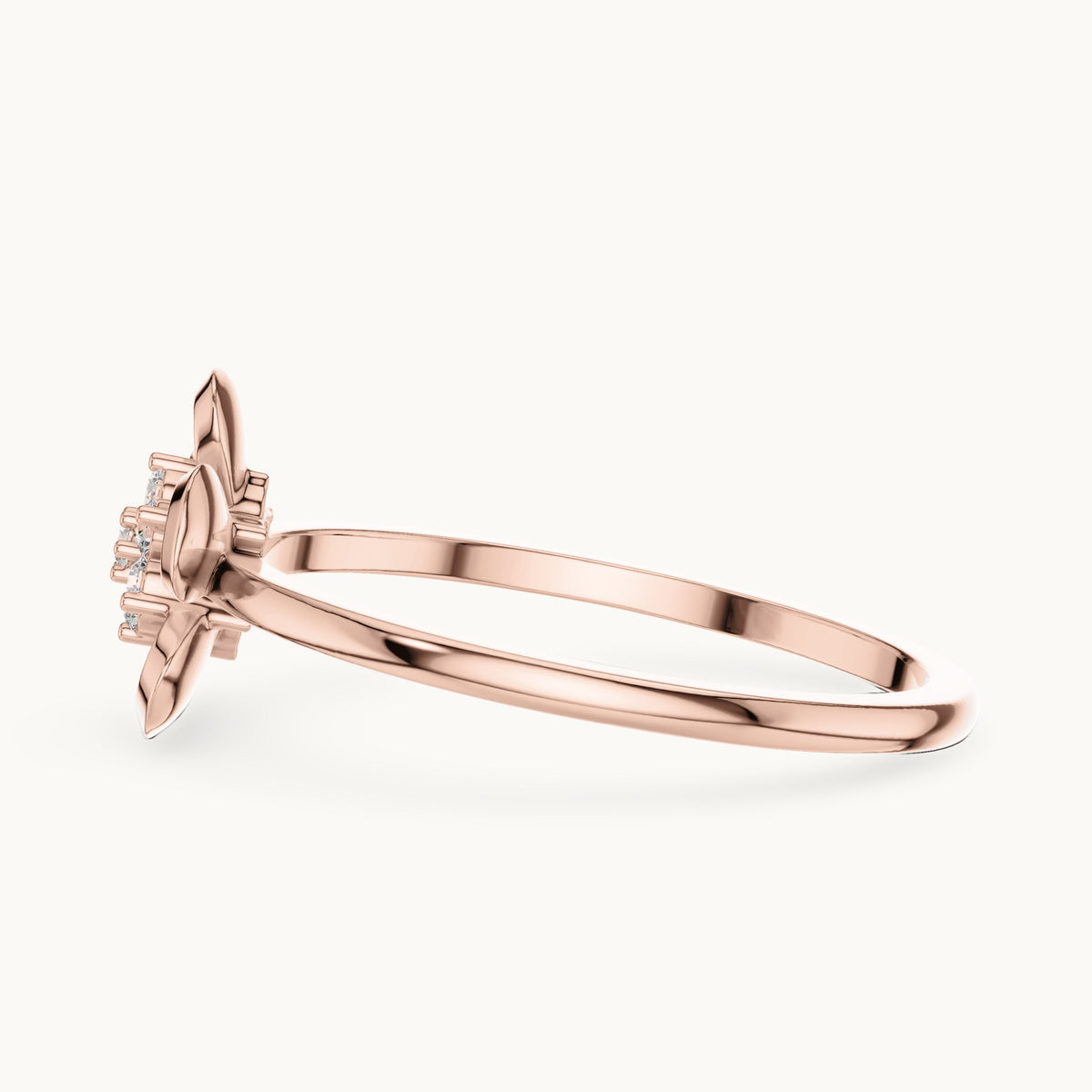 Round lab-grown diamond puffed flower cluster ring in rose gold, 0.066 CT TW, view 3