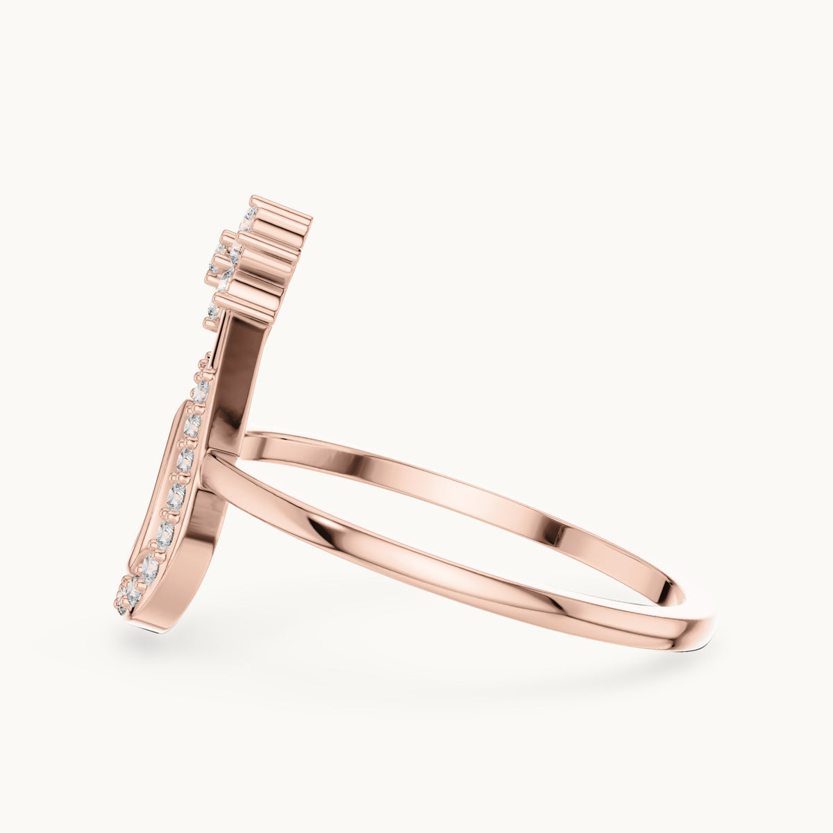 Round lab-grown diamond teardrop outline star ring in rose gold, 0.198 CT TW, view 3